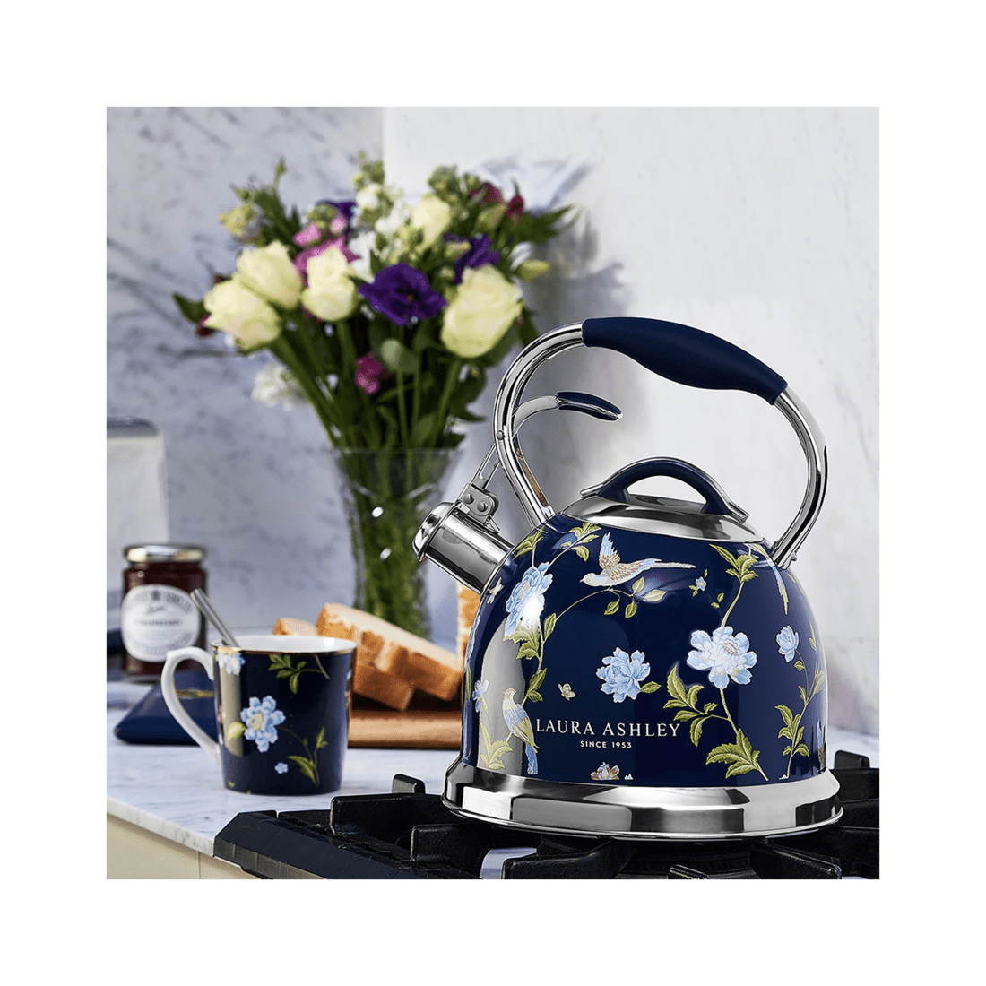 3 Laura Ashley Stove Top Kettle 2.5L - 10 Cup Stainless Steel Whistling.
 - blue, 3 of 7