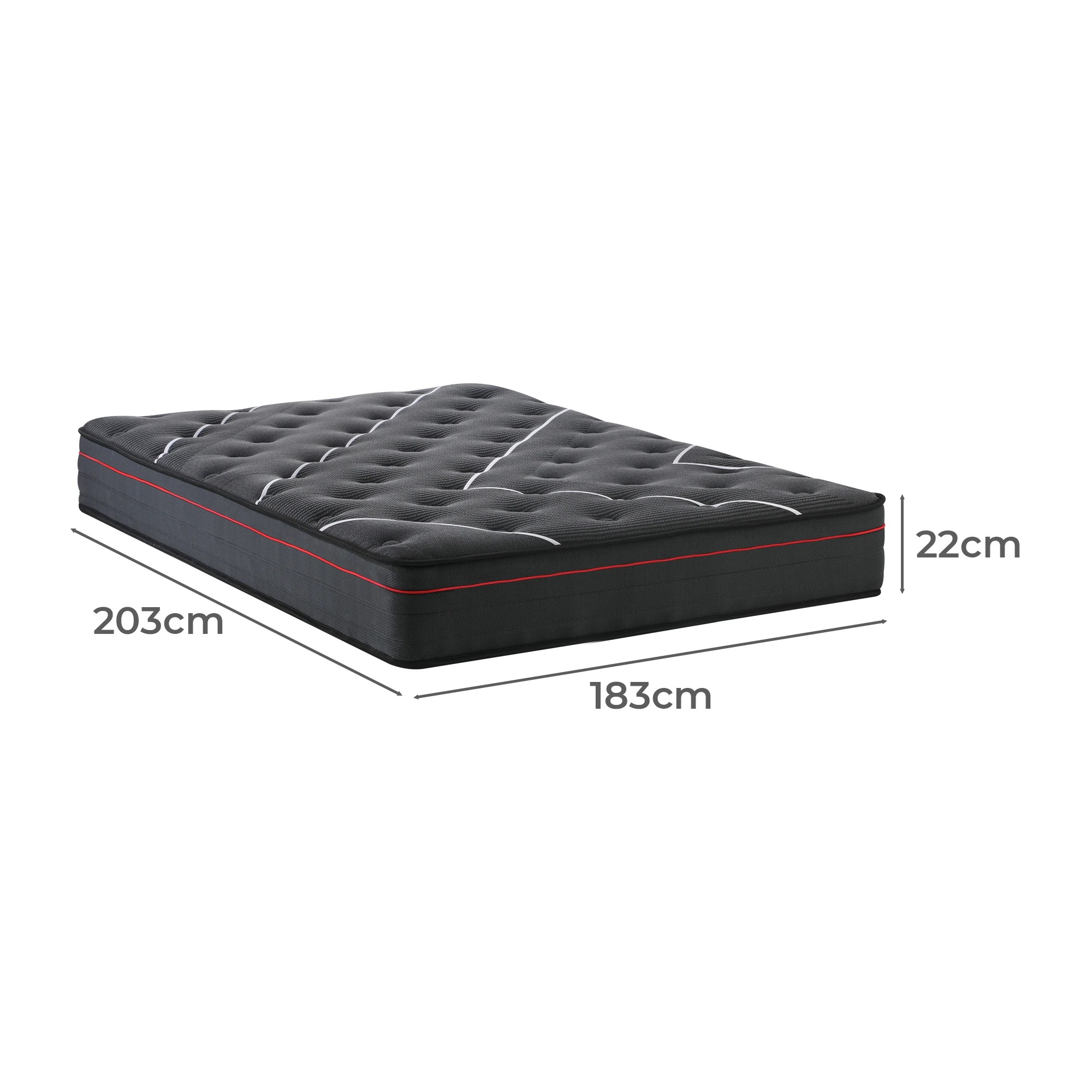 1 Bedra Bedding King Mattress Tight Top Bed Cool Gel Foam Pocket Spring 22cm Medium
 - Black, 1 of 2