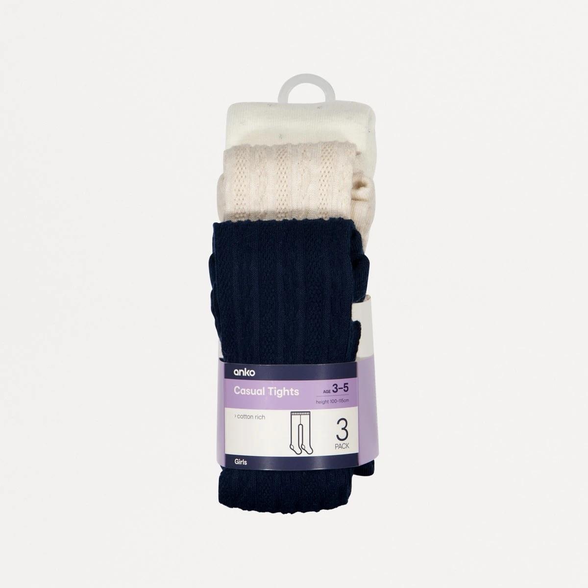 3 3 Pack Casual Tights Blu Multi, 3 of 3