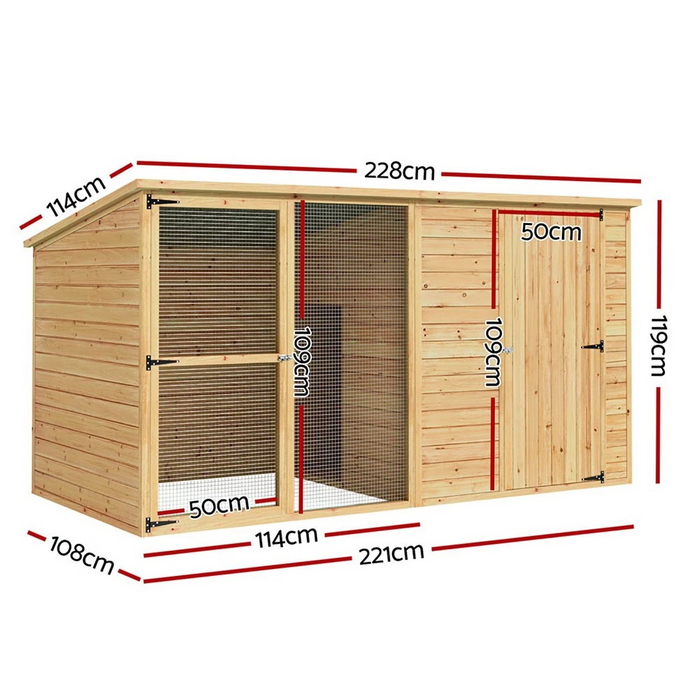 2 i.Pet Dog Kennel Extra Large 2.28M en House Bed Outdoor Pet Puppy Cabin Log - Natural, 2 of 5