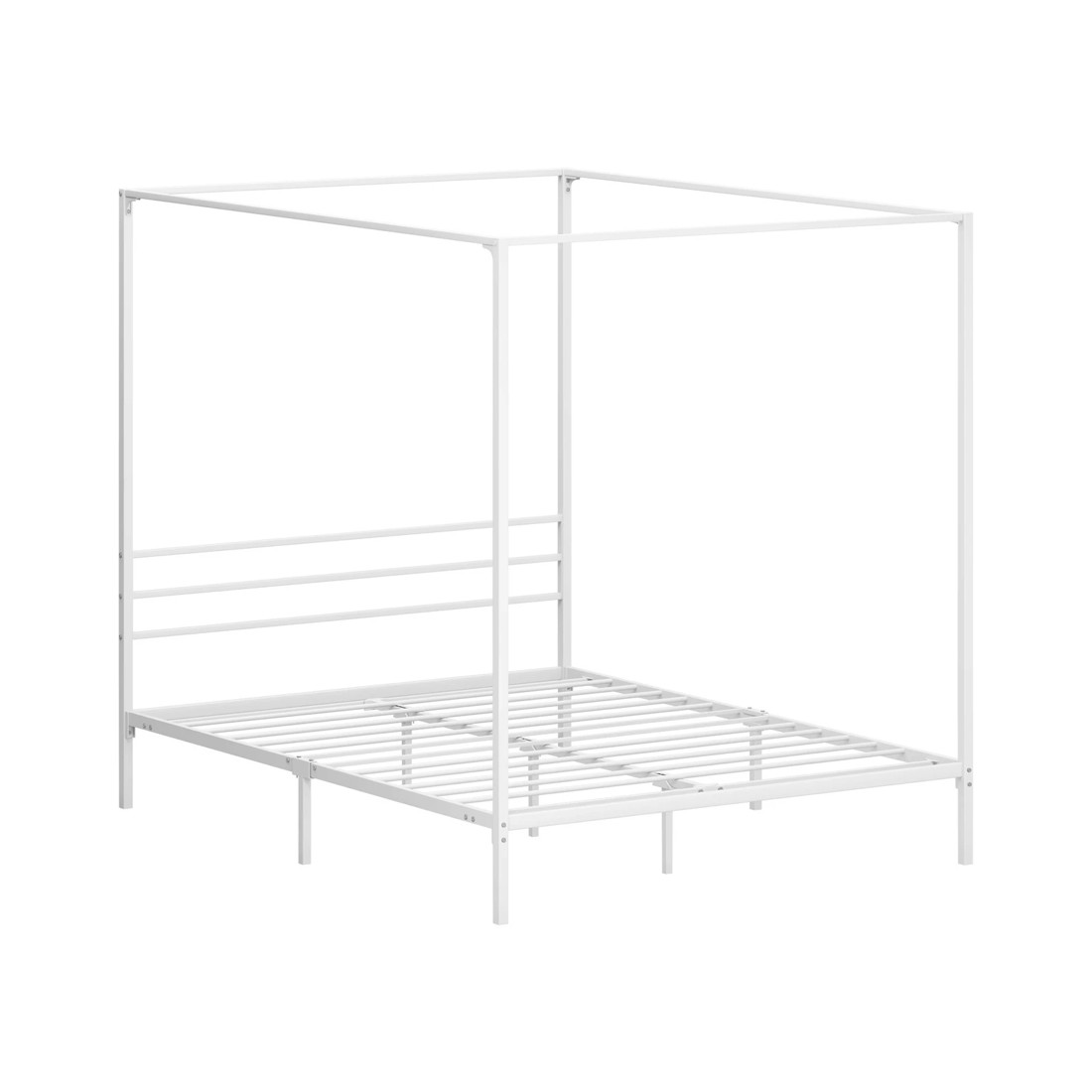 3 Oikiture Metal Canopy Bed Frame Queen Size Beds Platform
 - White, 3 of 6