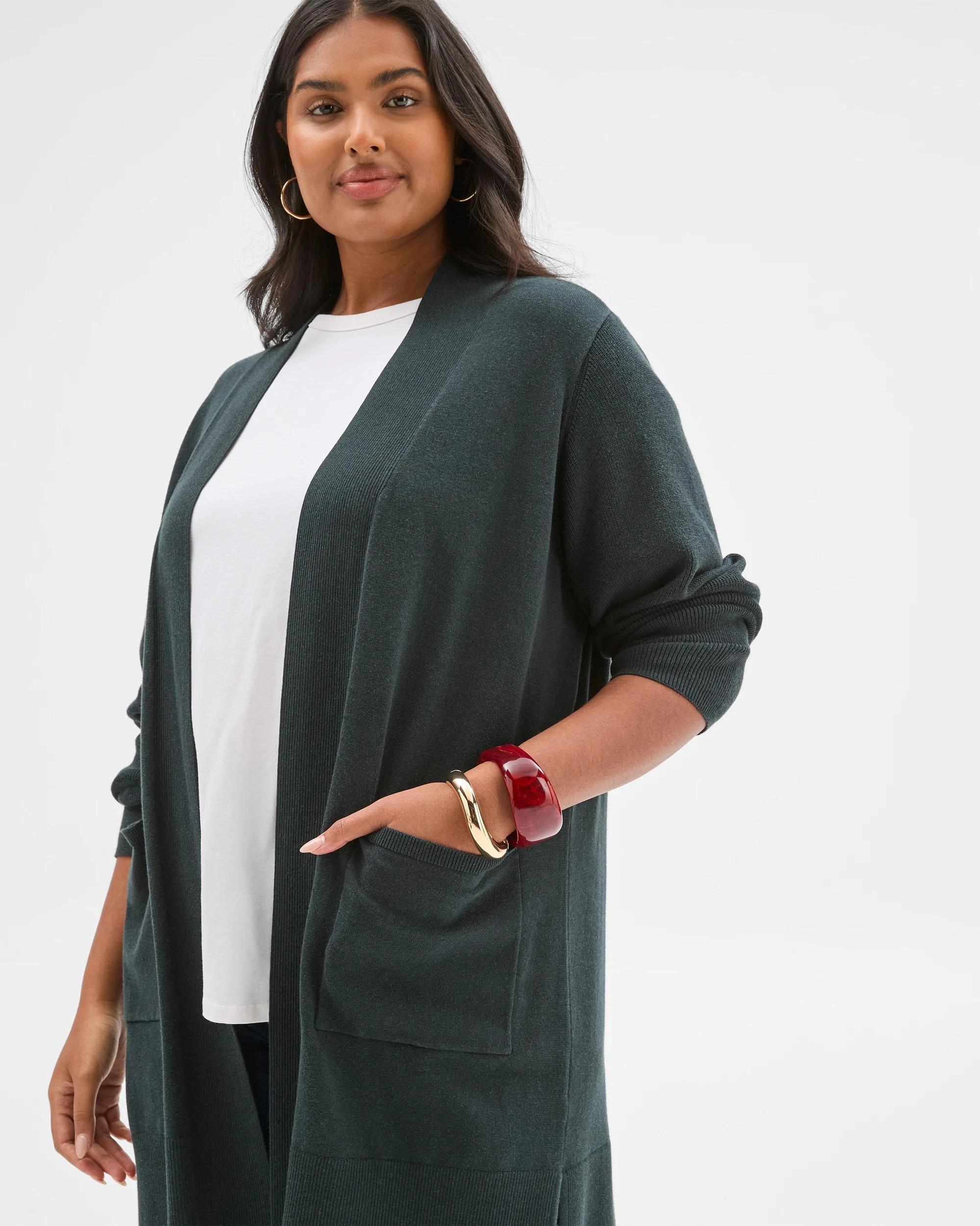 7 Target Curve Curve Australian Cotton Blend Edge To Edge Longline Rib Cardigan MIDNIGHT JADE, 7 of 7
