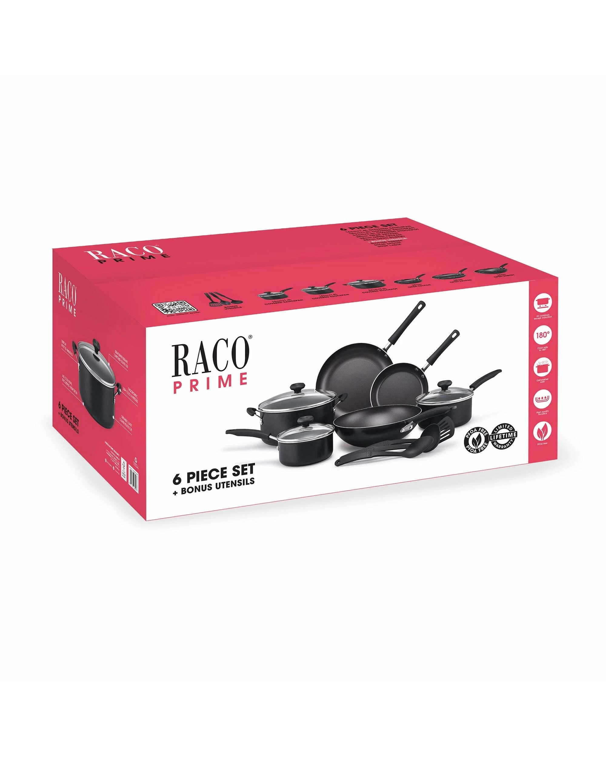 2 RACO Prime Nonstick 6 Piece Cookware Set + 3 Bonus Tools - Black, 2 of 2