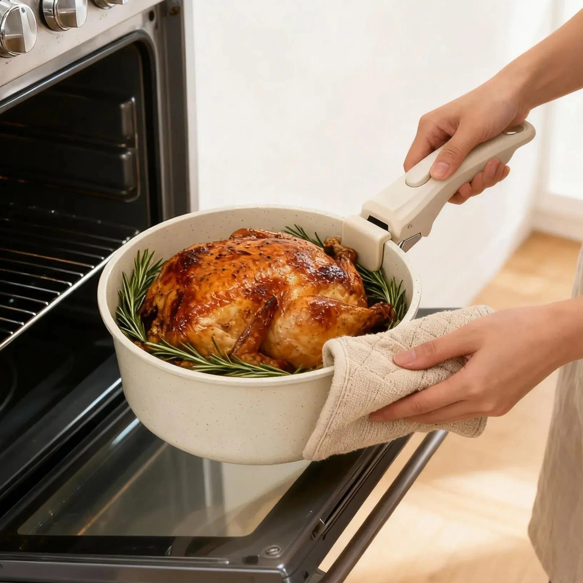 8 Toque 9-Piece Non Stick Cookware Set - White, 8 of 9