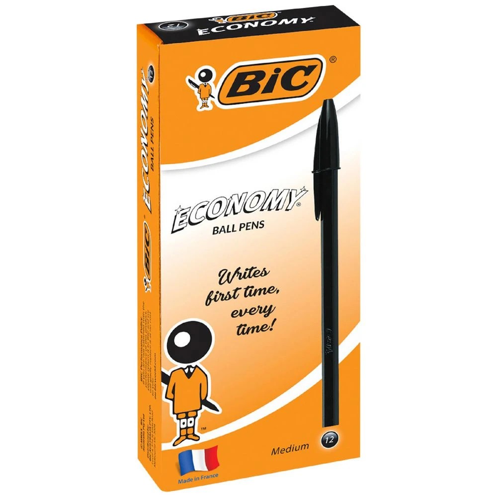 1 BIC Economy Medium Ballpoint Pens Black 12 Pack, 1 of 4