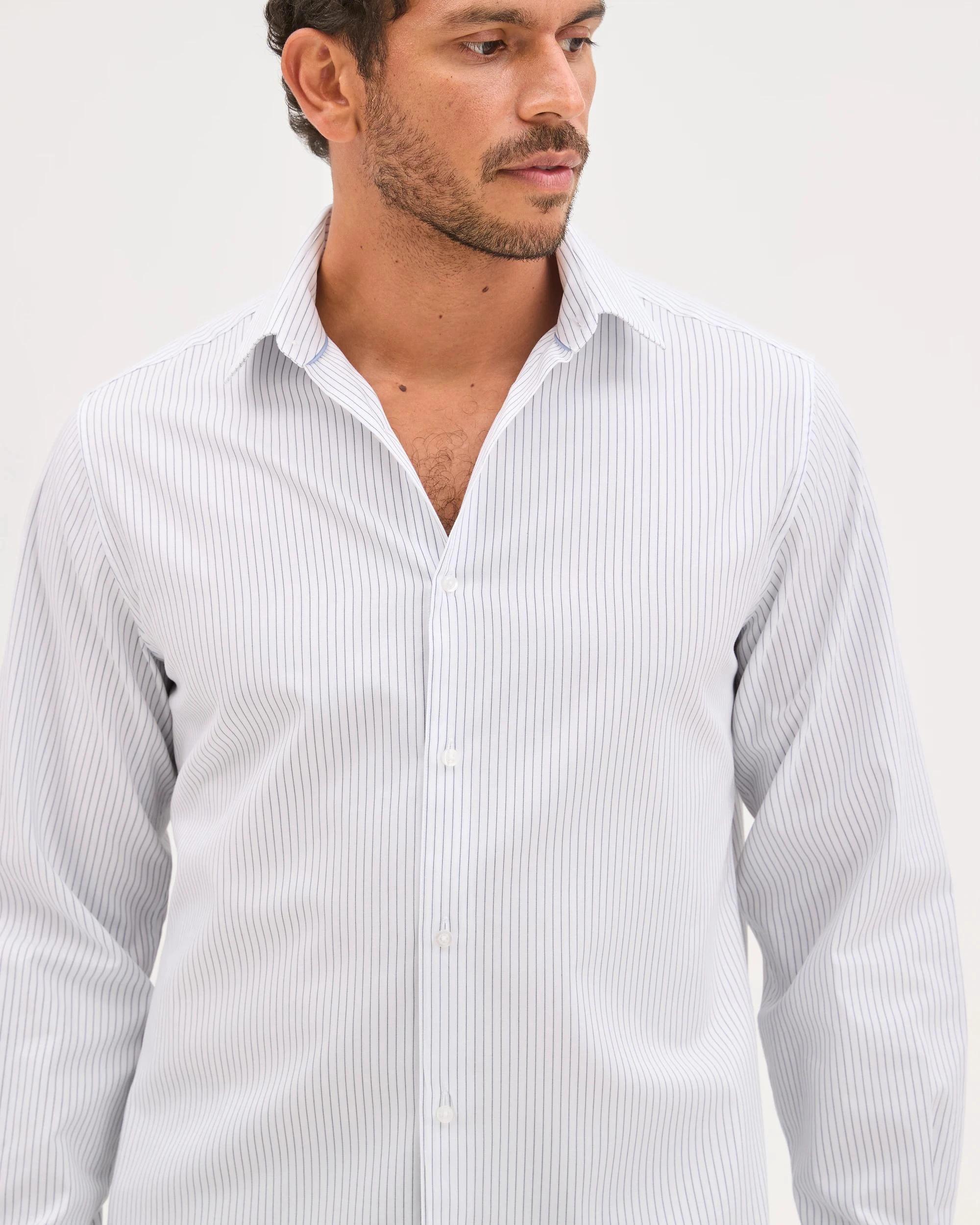 5 Preview Australian Cotton Sharp Pinstripe Business Shirt CHAMBRAY, 5 of 7