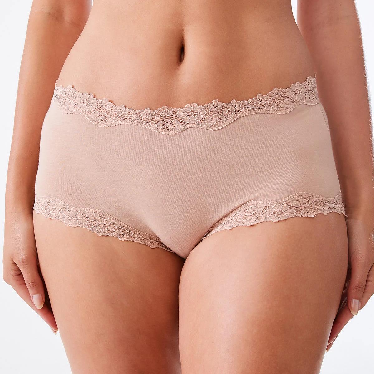 4 3 Pack Cotton Lace Trim Full Briefs Sc Lf Bk, 4 of 8