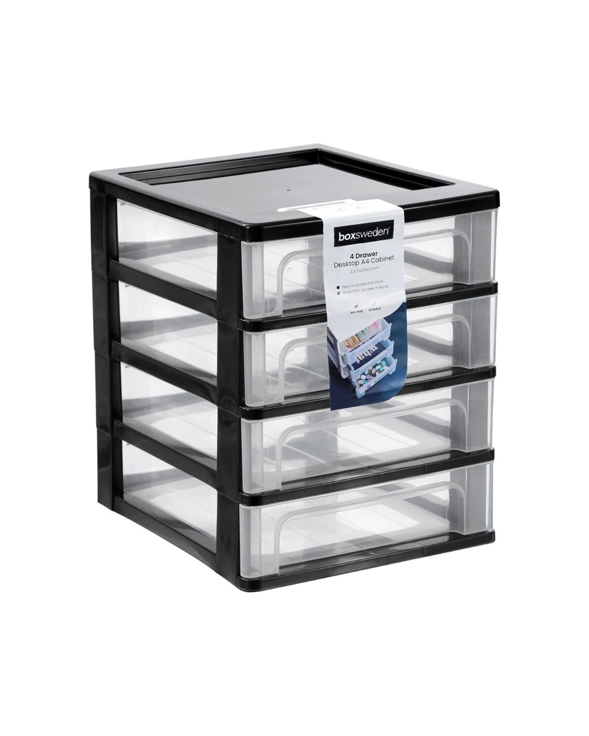 8 Boxsweden A4 Desktop 4-drawer Unit 33.5x26cm Storage Organiser Bpa-safe Plastic
 - White, 8 of 9