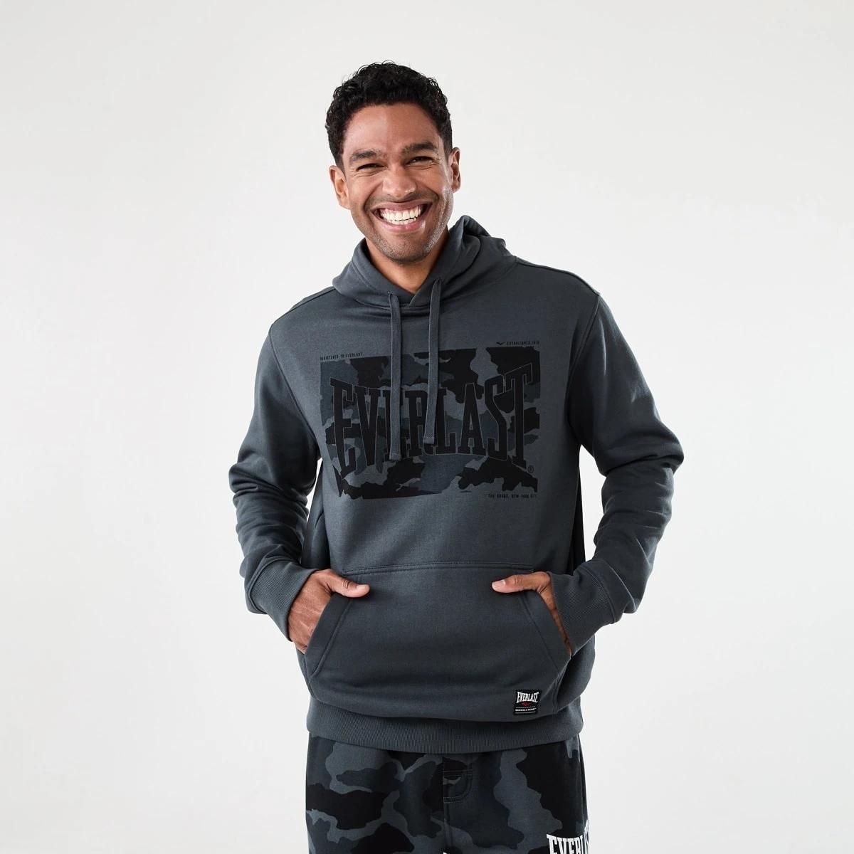 1 Everlast Mens Camo Print Hoodie CHARCOAL CAMO, 1 of 8