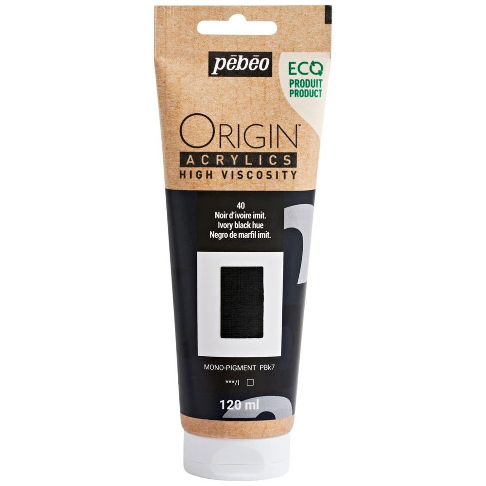 1 Pebeo Origin Acrylic Paint 120mL Ivory Black Hue, 1 of 2