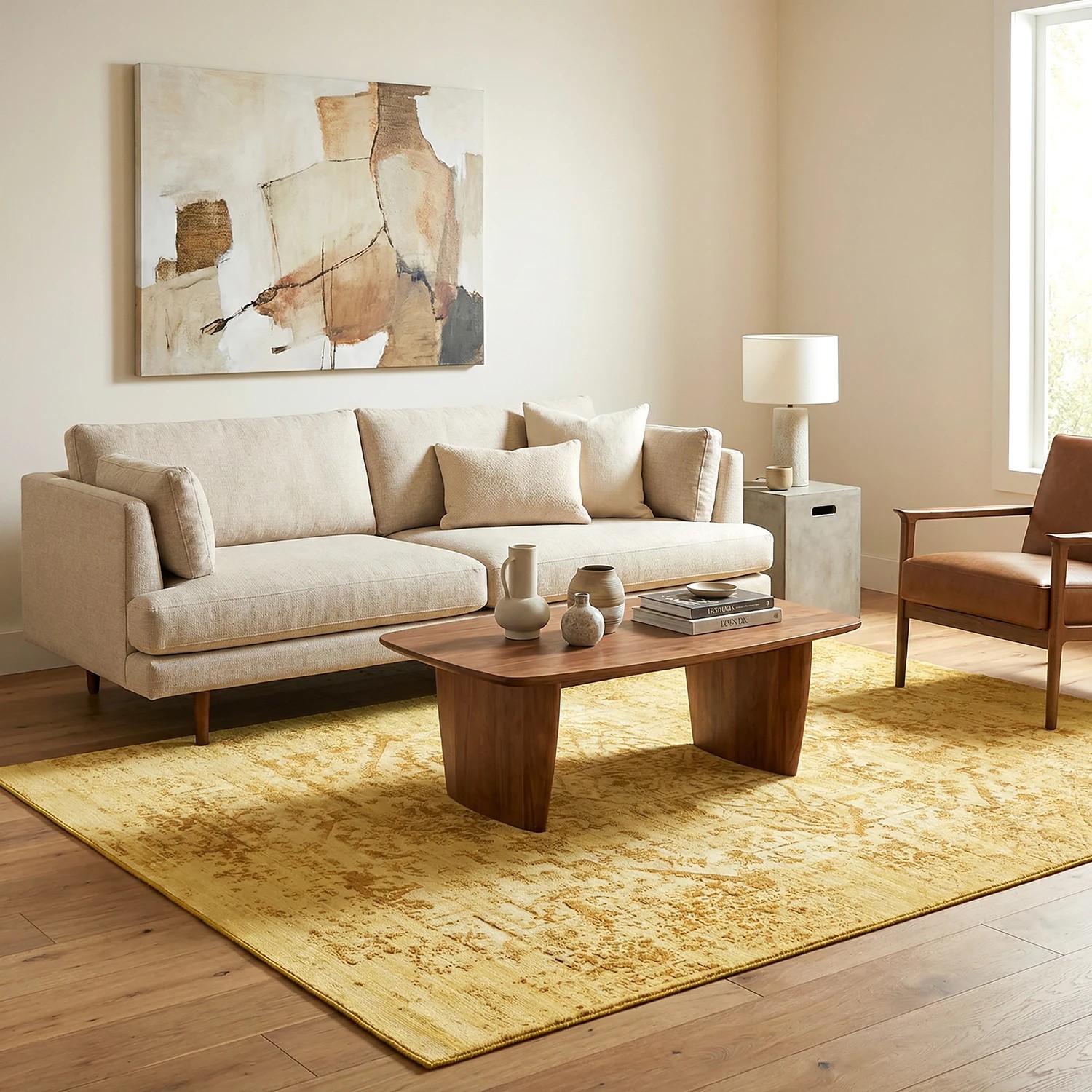 1 Common Ground Rugs Opaline 160x100cm - Small Power Loomed Washable Floor Rug - Gold, 1 of 9