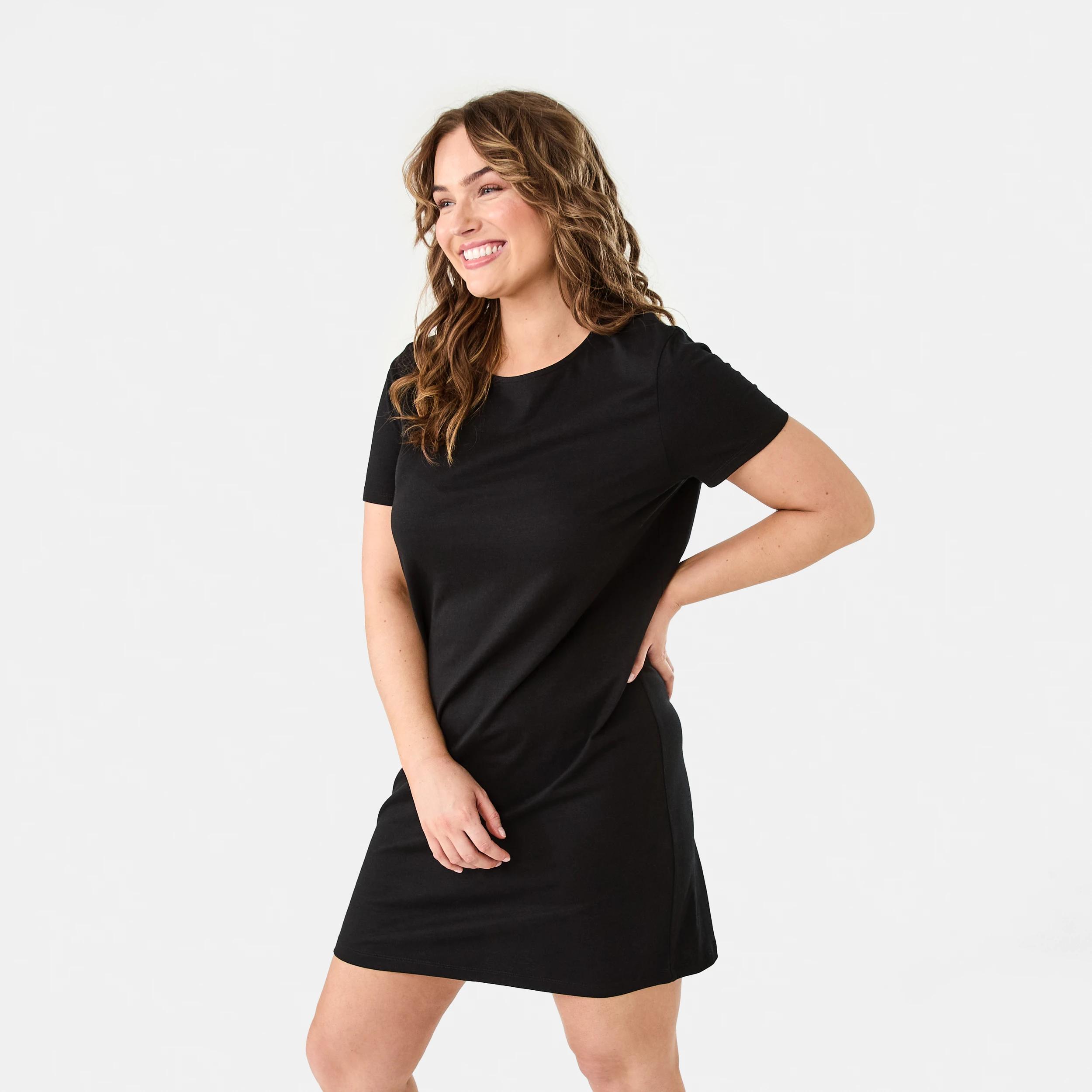 3 Short Sleeve Relaxed T-shirt Mini Dress BLACK, 3 of 7
