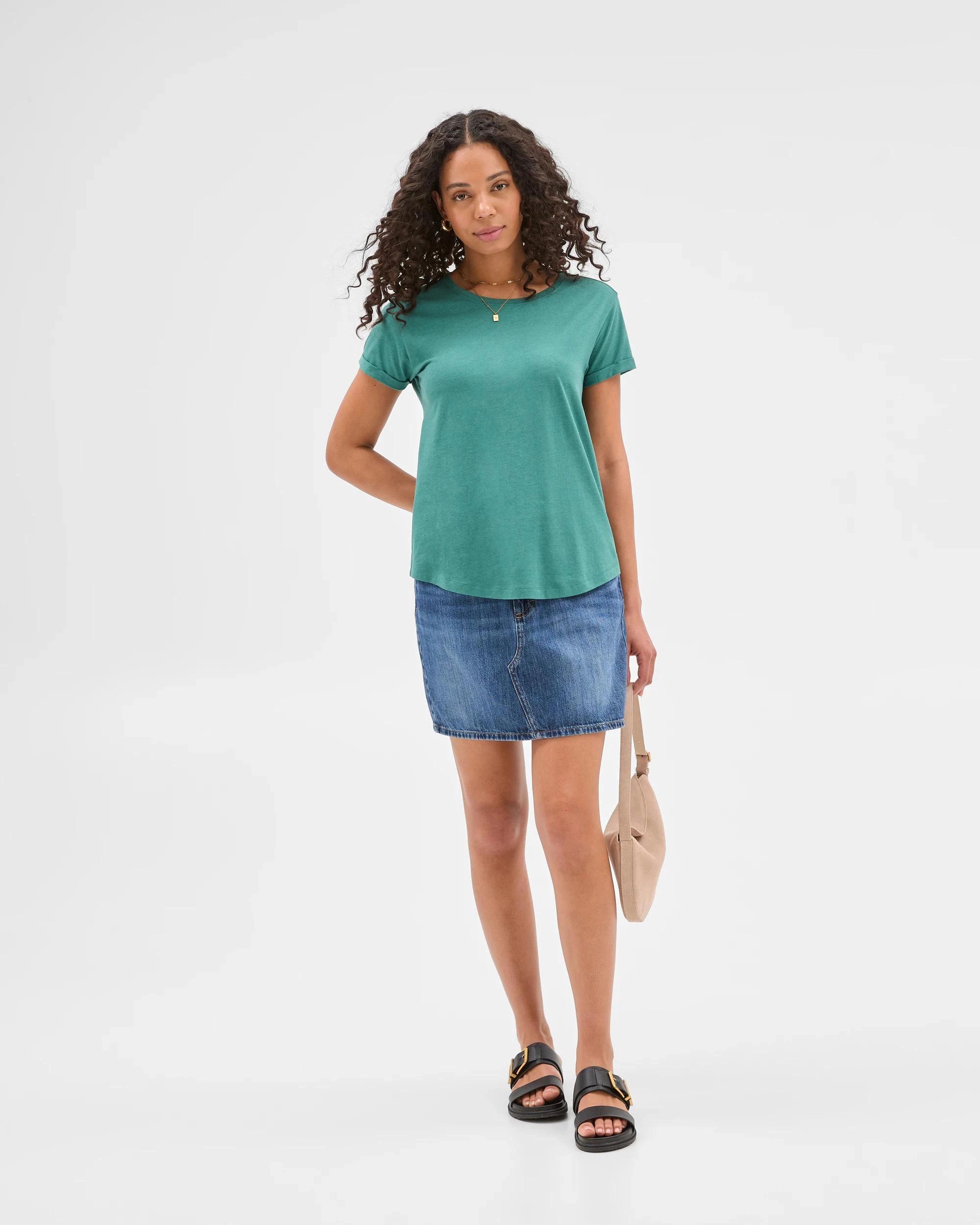 2 Target Cotton/Modal Relaxed Crew T-Shirt LUSH GREEN, 2 of 5