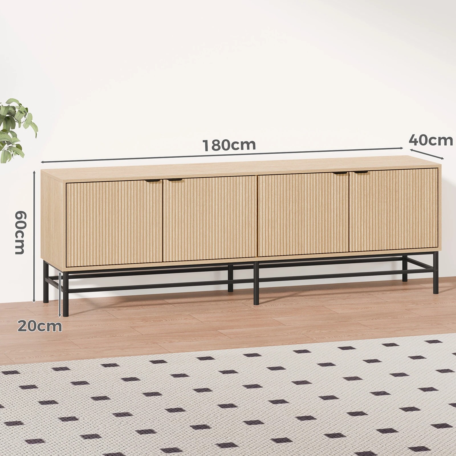 3 Alfordson Entertainment Unit TV Cabinet Stand 180cm Storage 4 Tiers Shelf - Oak, 3 of 10