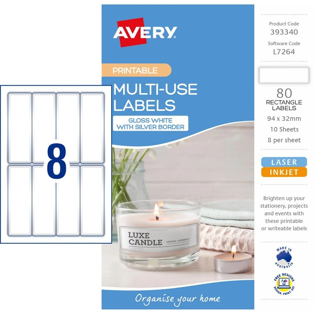 2 Avery 8UP A5 Laser Labels Silver Border 10 Pack, 2 of 4