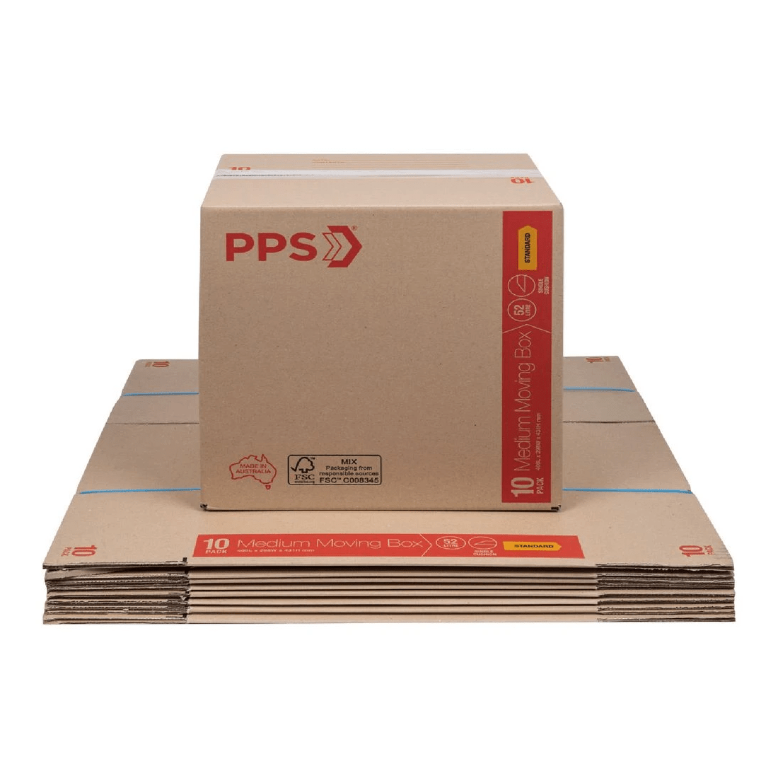 1 PPS Moving Boxes Medium 406 x 298 x 431mm 10 Pack, 1 of 4