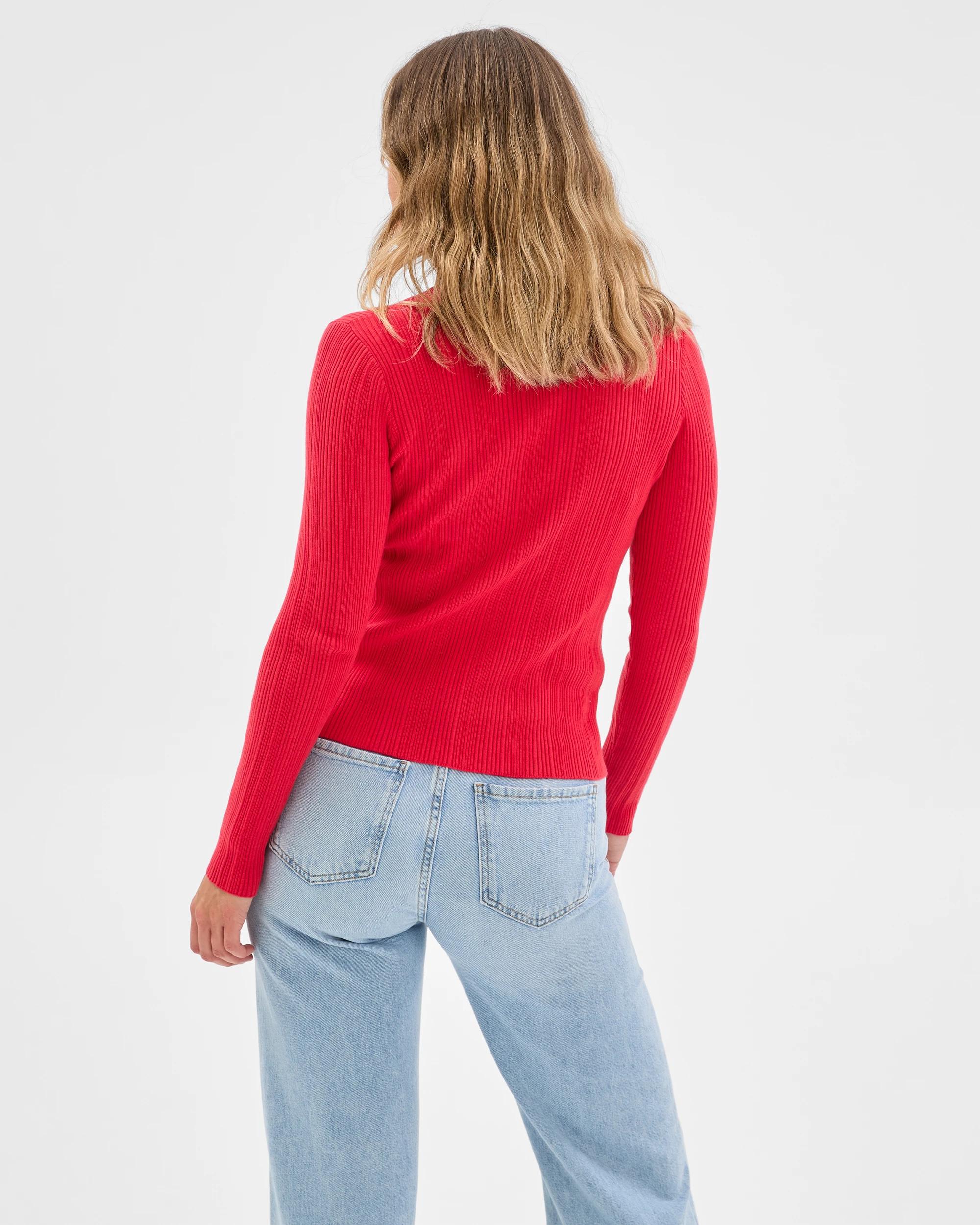 6 Target Woman Australian Cotton Blend Variegated Long Sleeve Knit Top TRUE RED, 6 of 6