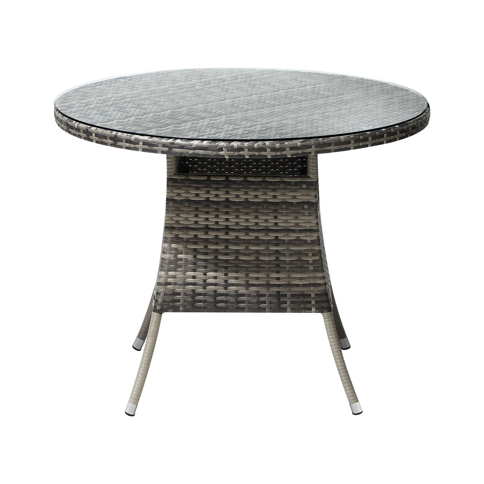 5 Livsip 90cm Outdoor Dining Table Round Rattan Glass Table Patio Furniture
 - Grey, 5 of 10