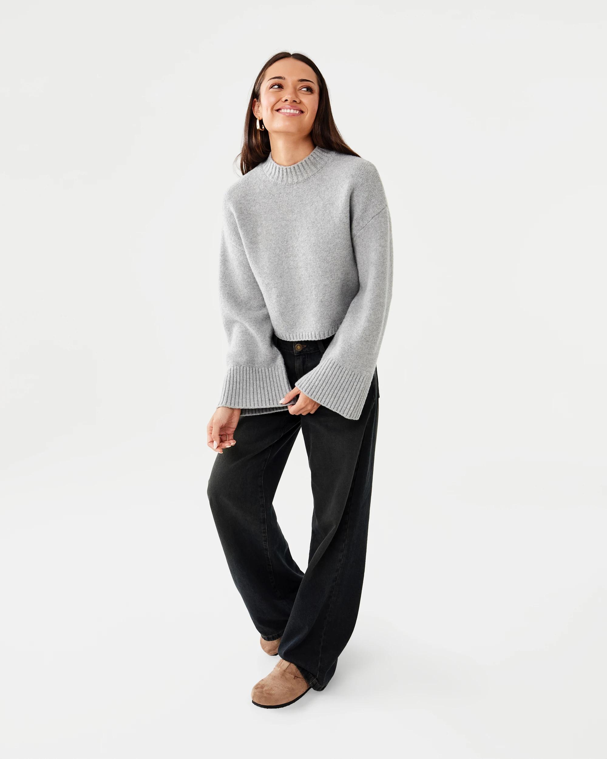 2 Long Sleeve Mock Neck Jumper Gry Charc, 2 of 8