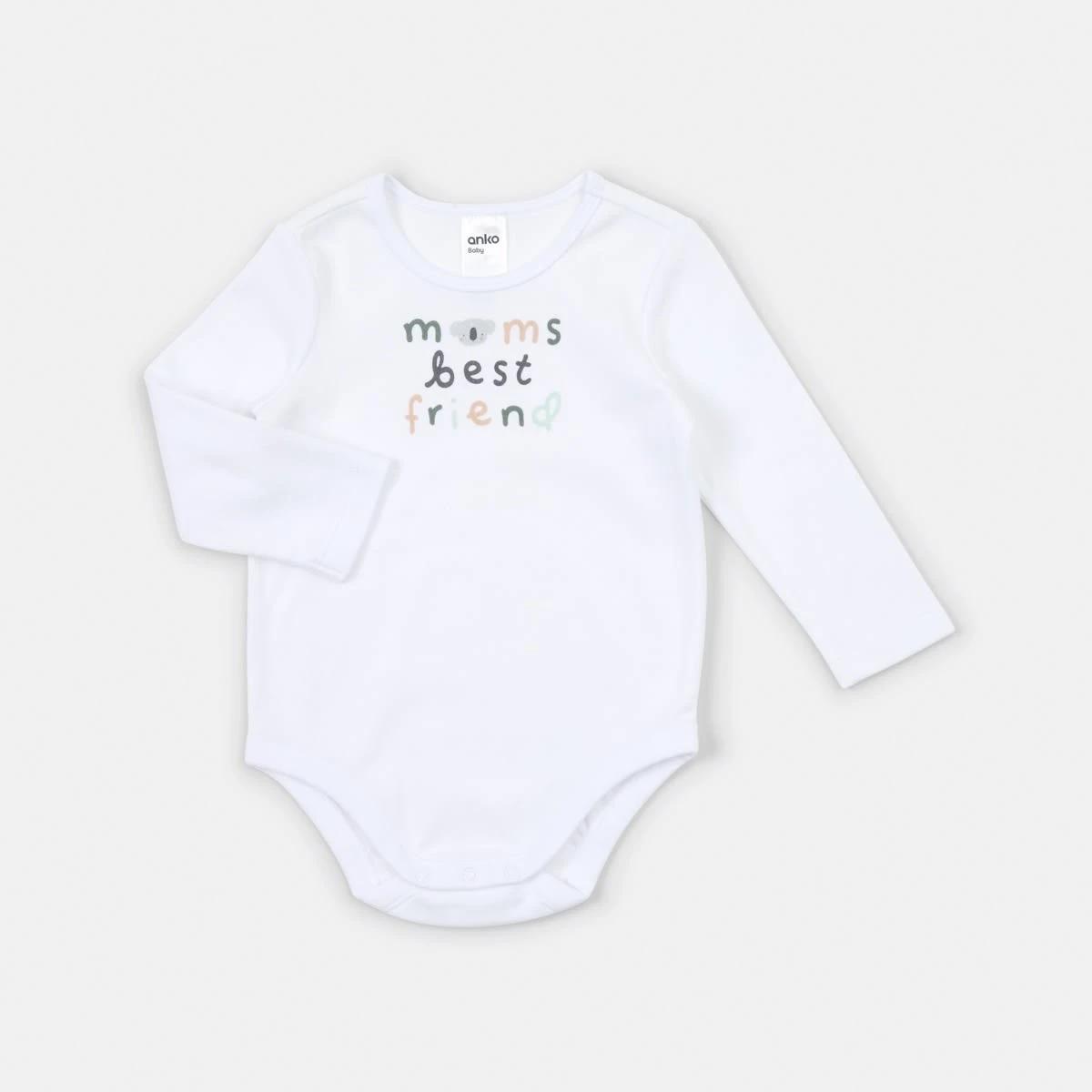1 Long Sleeve Print Bodysuit Wht Bestie, 1 of 4