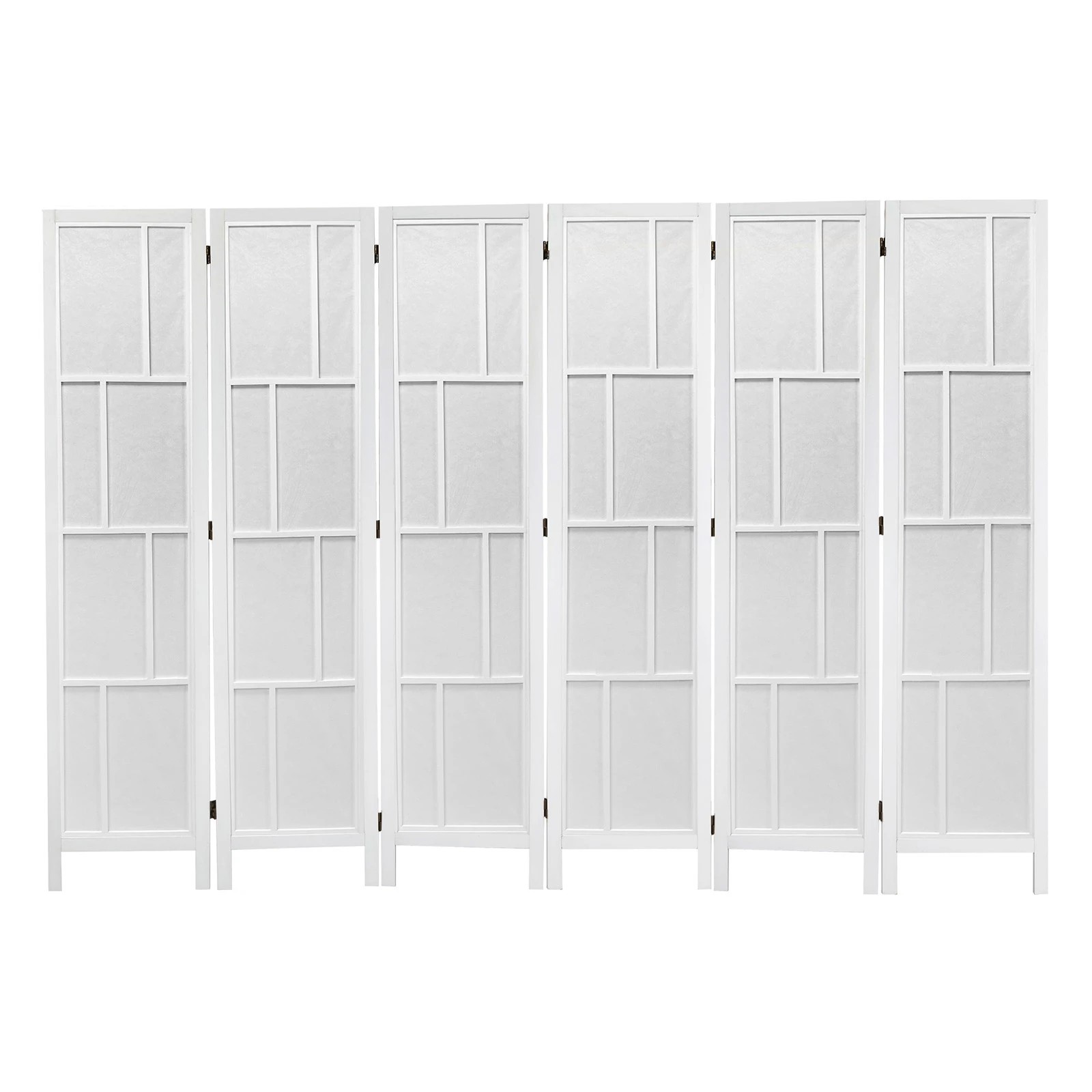 2 Levede 6 Panel Room Divider Folding Partition Freestanding Screen Wooden - White, 2 of 9