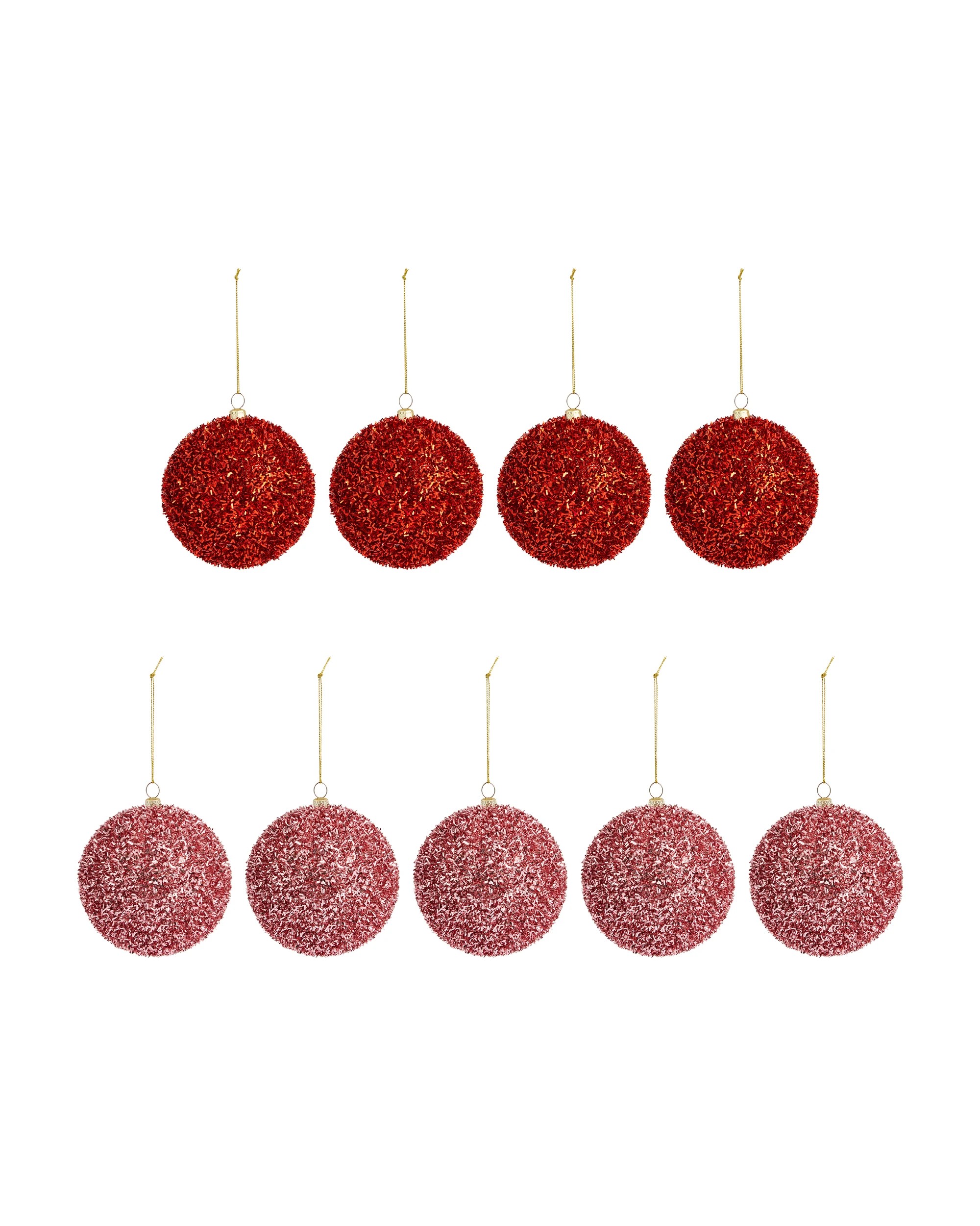 2 9 Pack 10cm Pink Candy Tinsel Baubles, 2 of 5