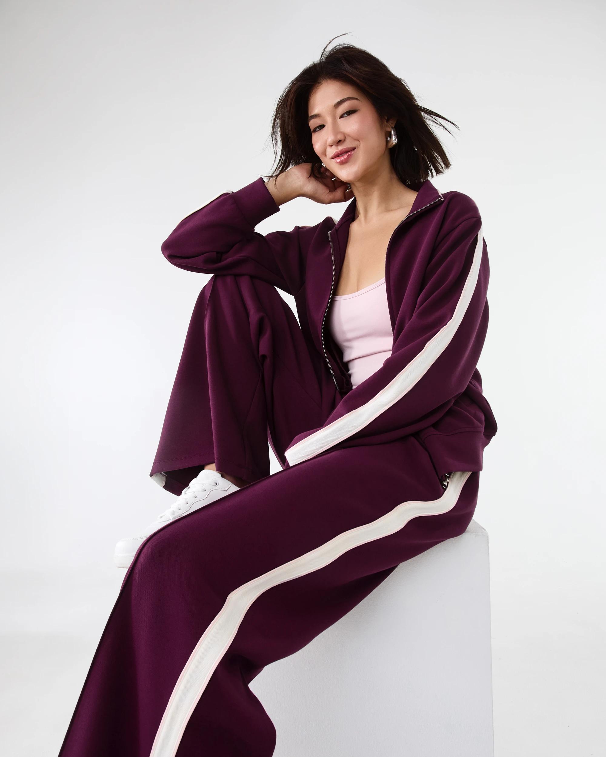 8 Active Womens Retro Wide Leg Trackpants Royal Burg, 8 of 9