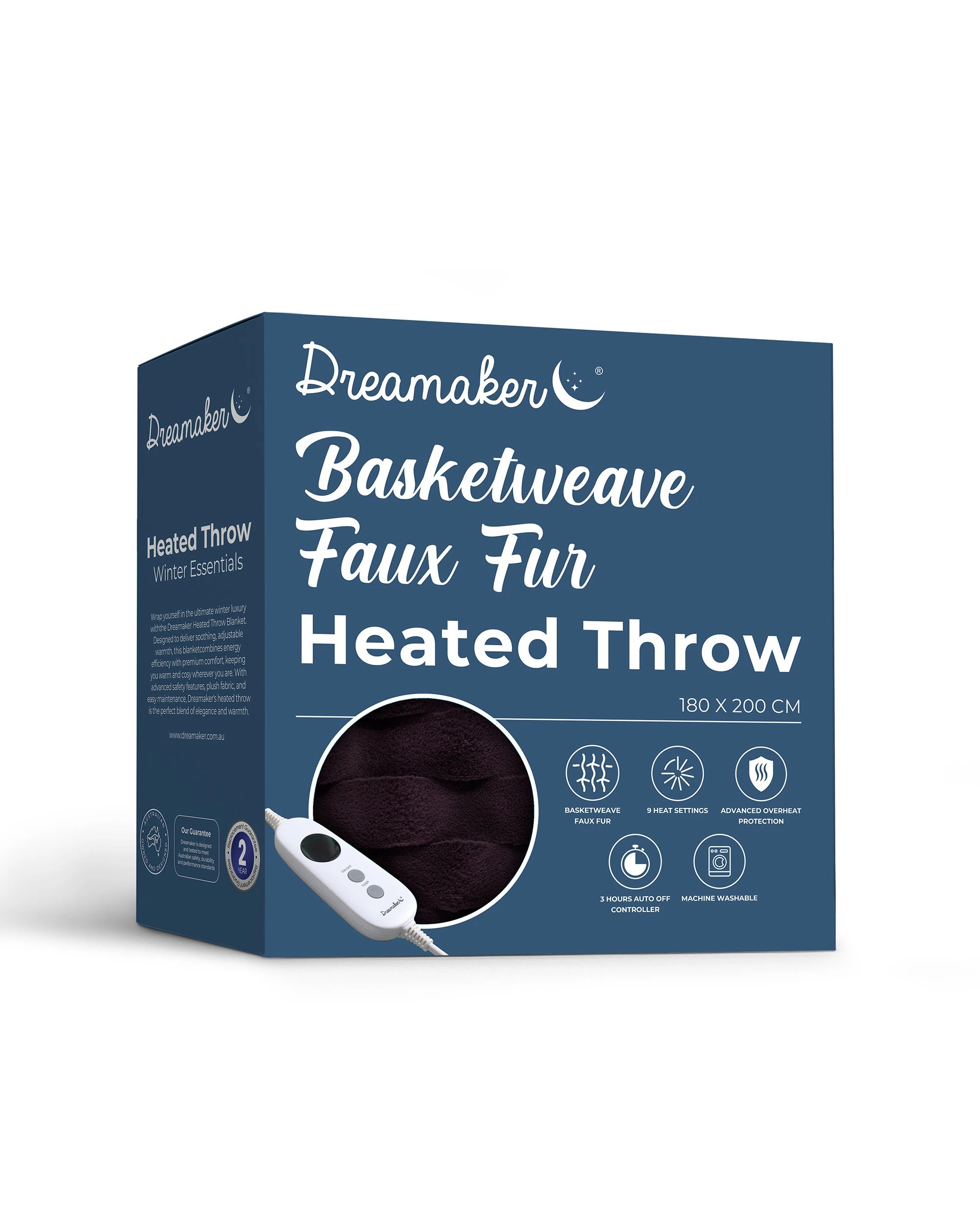 10 Dreamaker Basketweave Faux Fur Heated Throw 180x200cm - Cherry, 10 of 10