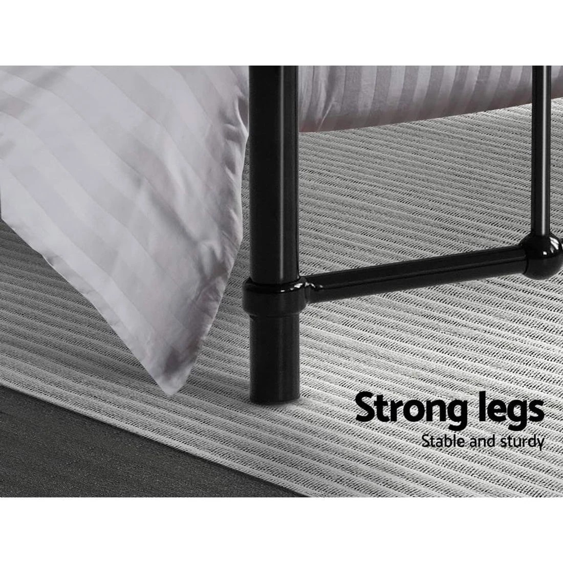 7 Artiss Bed Frame Metal Frames LEO - Double - Black, 7 of 7