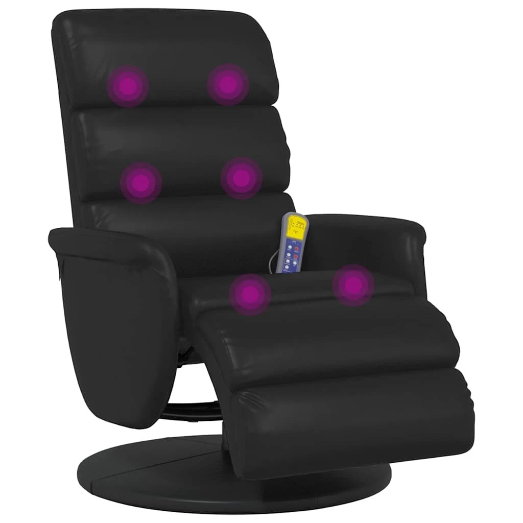 2 vidaXL Contemporary Massage Recliner Chair Footrest - Black, 2 of 9