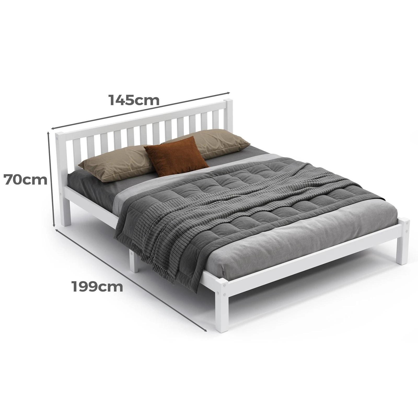 9 Alfordson Bed Frame Wooden Timber Double Size Mattress Base Platform Fenella - White, 9 of 10