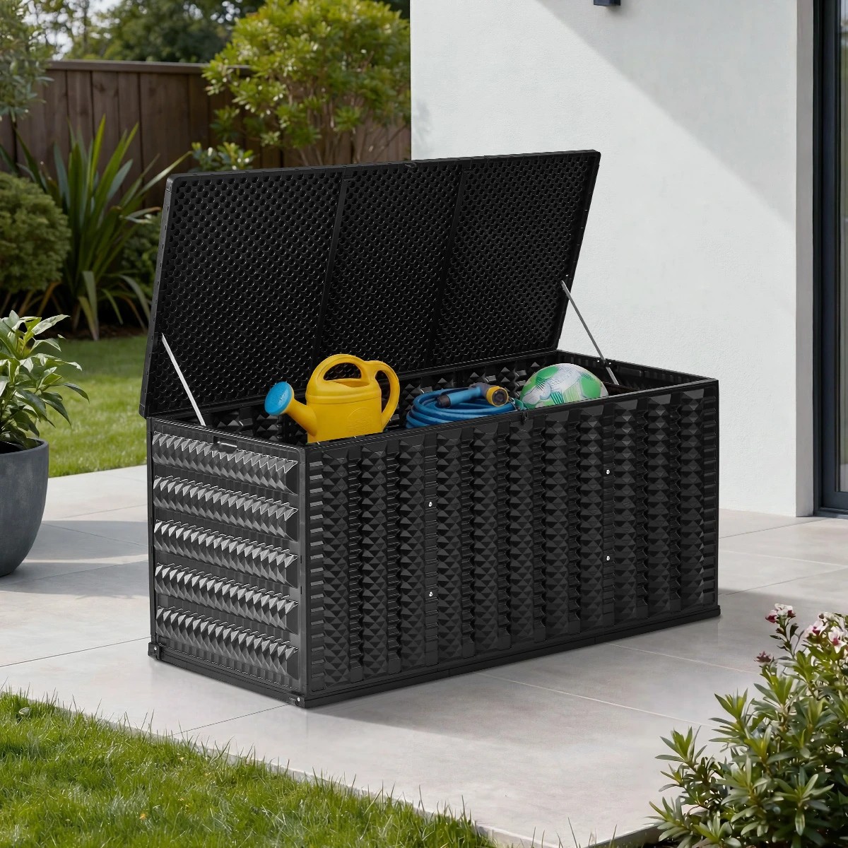 4 Livsip Outdoor Storage Box 680L Foldable Container Garden Bench Tool Chest - Black, 4 of 7
