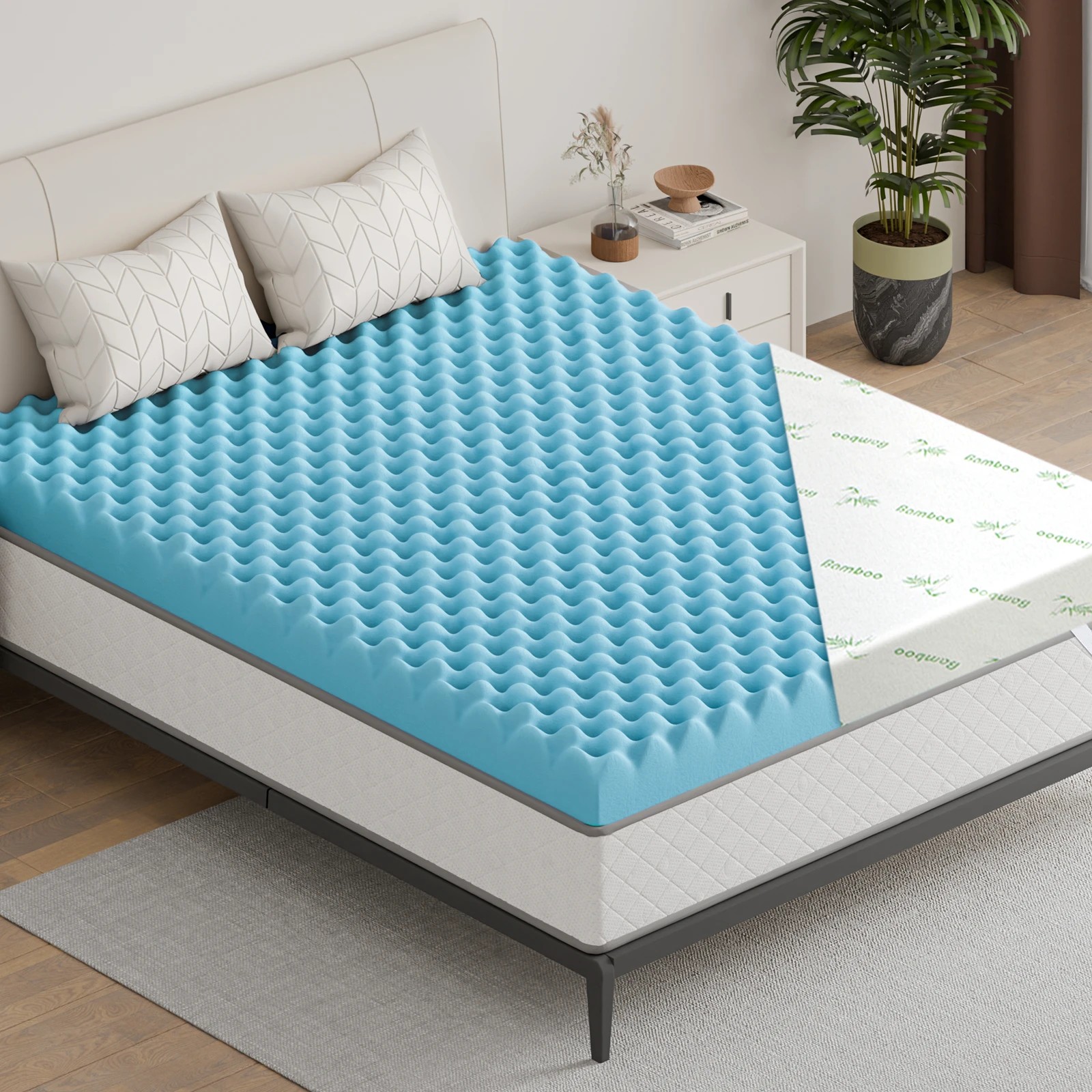 2 Starry Eucalypt Memory Foam Mattress Topper 10cm Airflow - Double Bed, 2 of 7