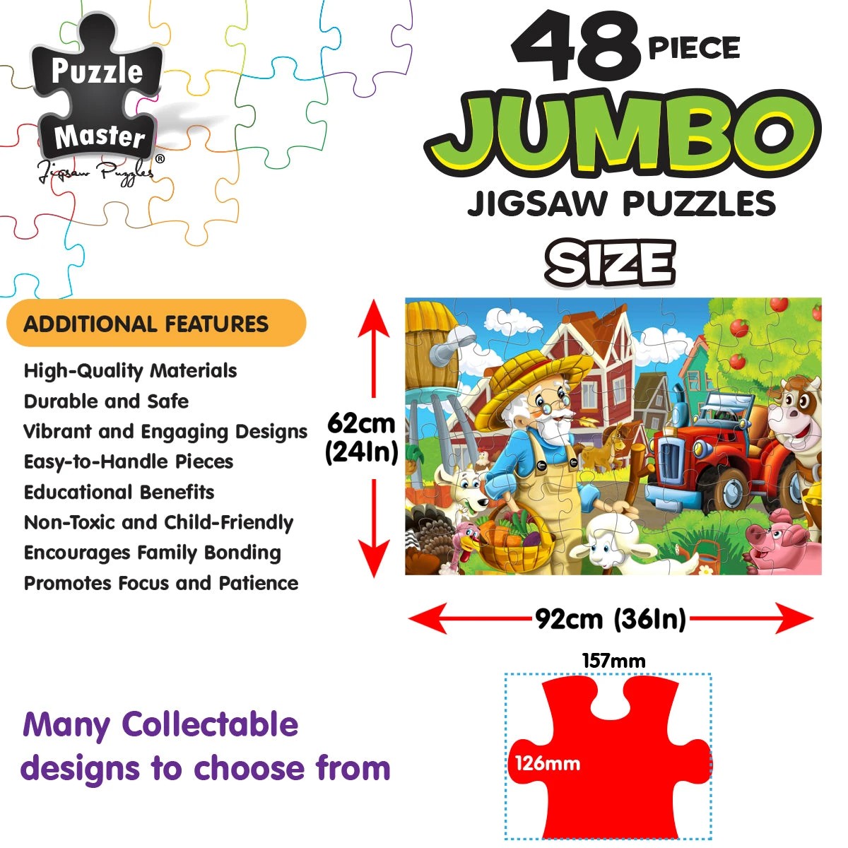7 Puzzle Master 48 Piece Jumbo Puzzles Feeding Time, 7 of 7