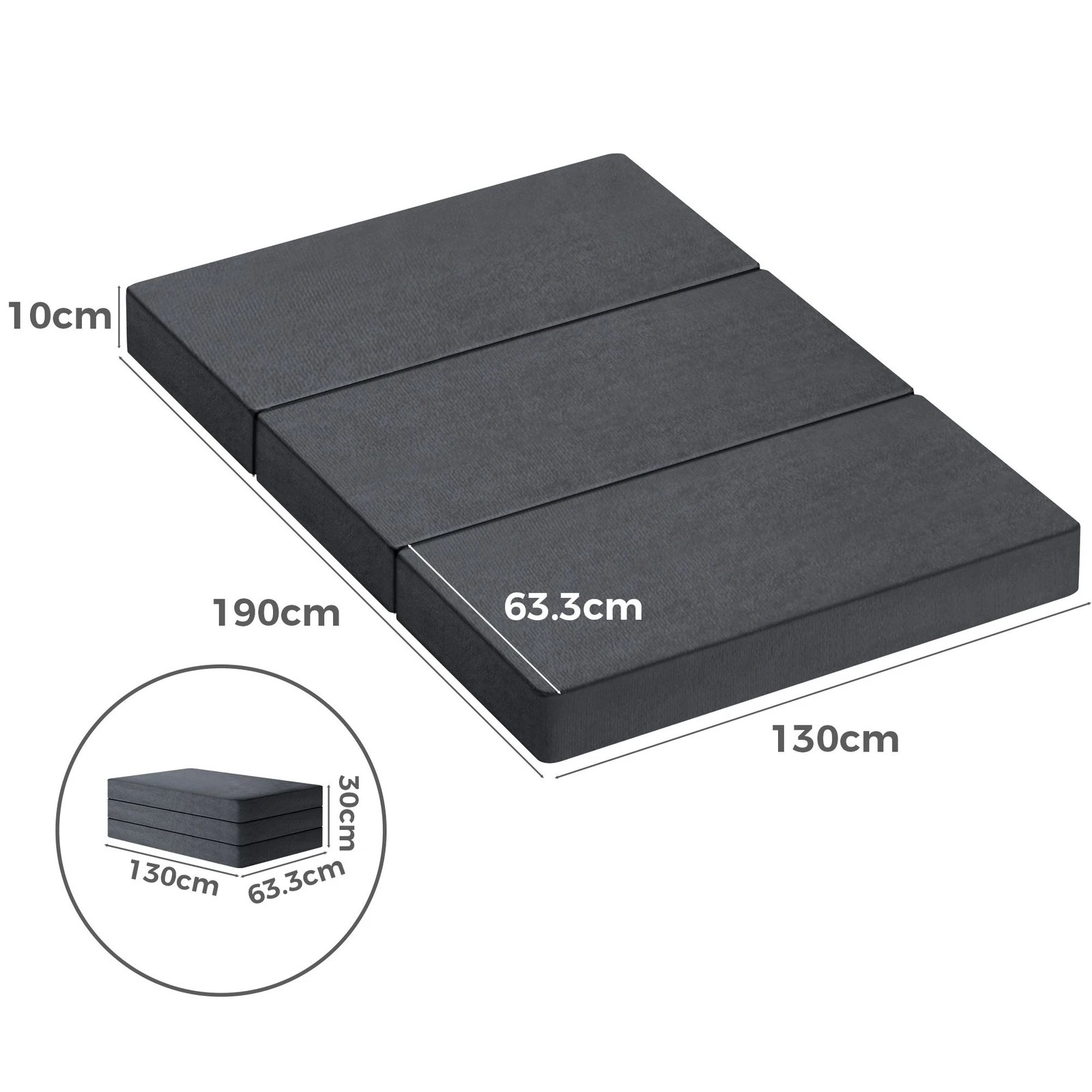 4 Starry Eucalypt Foldable Mattress Folding Foam Portable 130X190CM - Grey, 4 of 4