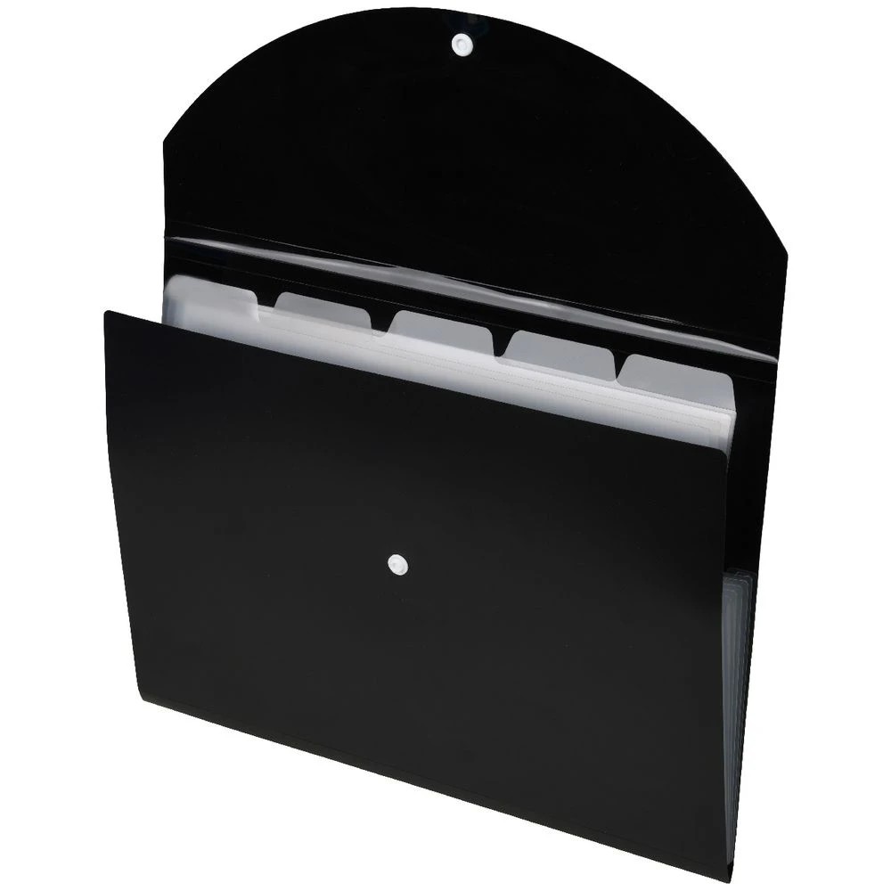 3 J.Burrows A4 Document Wallet 6 Pockets Black, 3 of 3