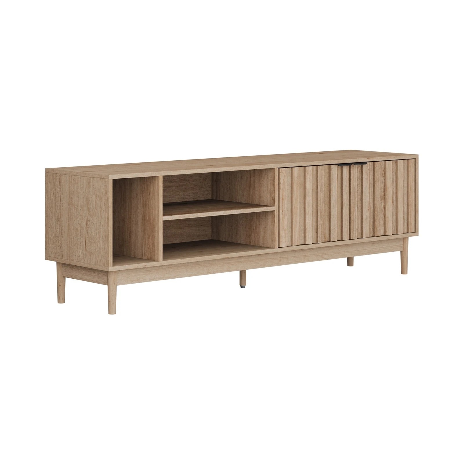 5 Oikiture Entertainment Unit Curved Ripple Door 160cm
 - Natural, 5 of 9