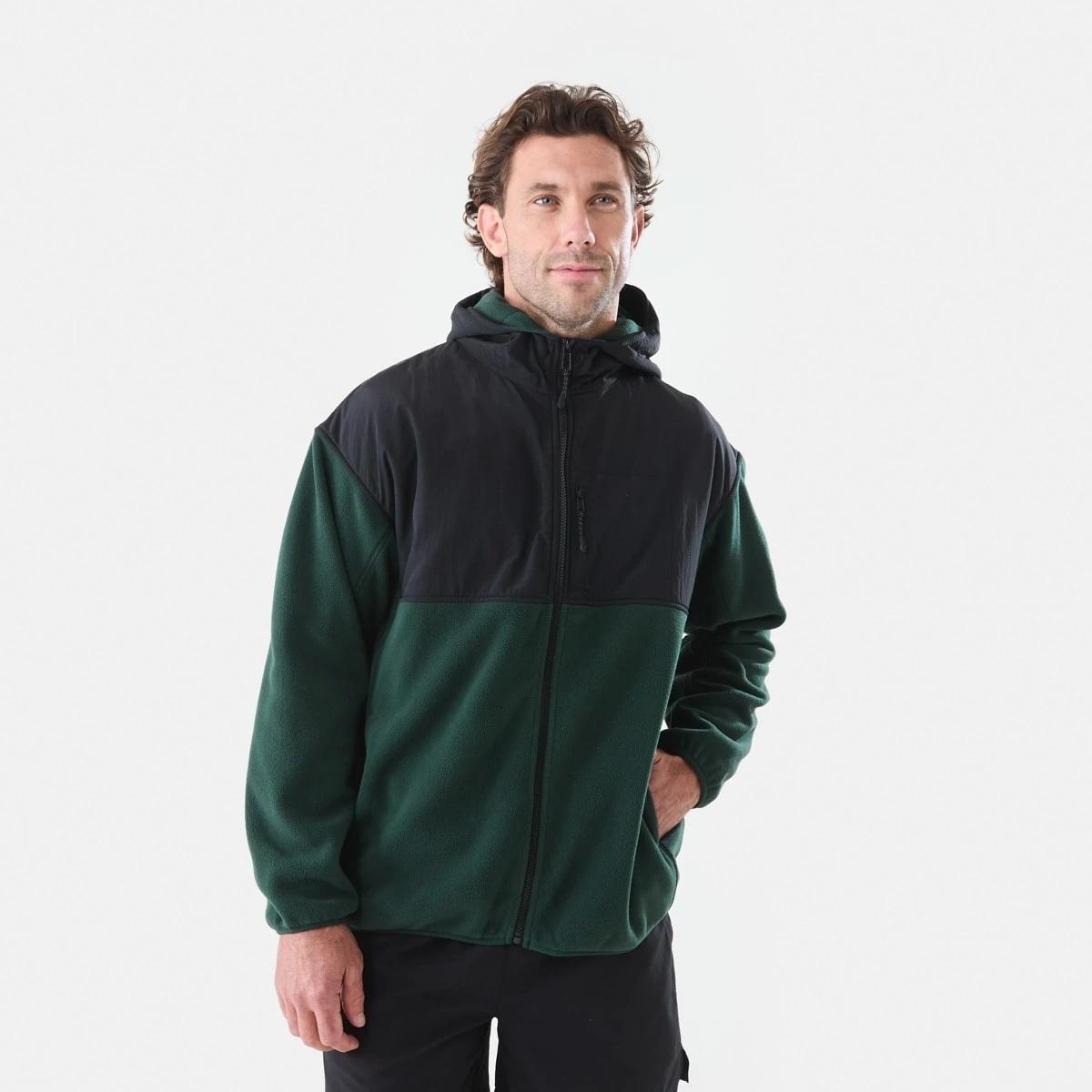 2 Active Mens Polar Fleece Full Zip Hoodie Hunt Green, 2 of 6