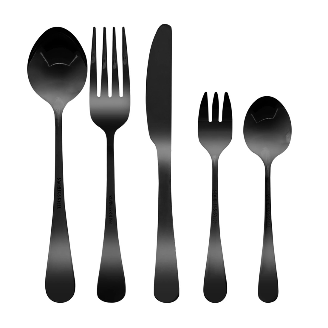 3 Stainless-Steel Cutlery Set Travel Knife Fork Spoon Black Child Tableware 30Pcs, 3 of 7