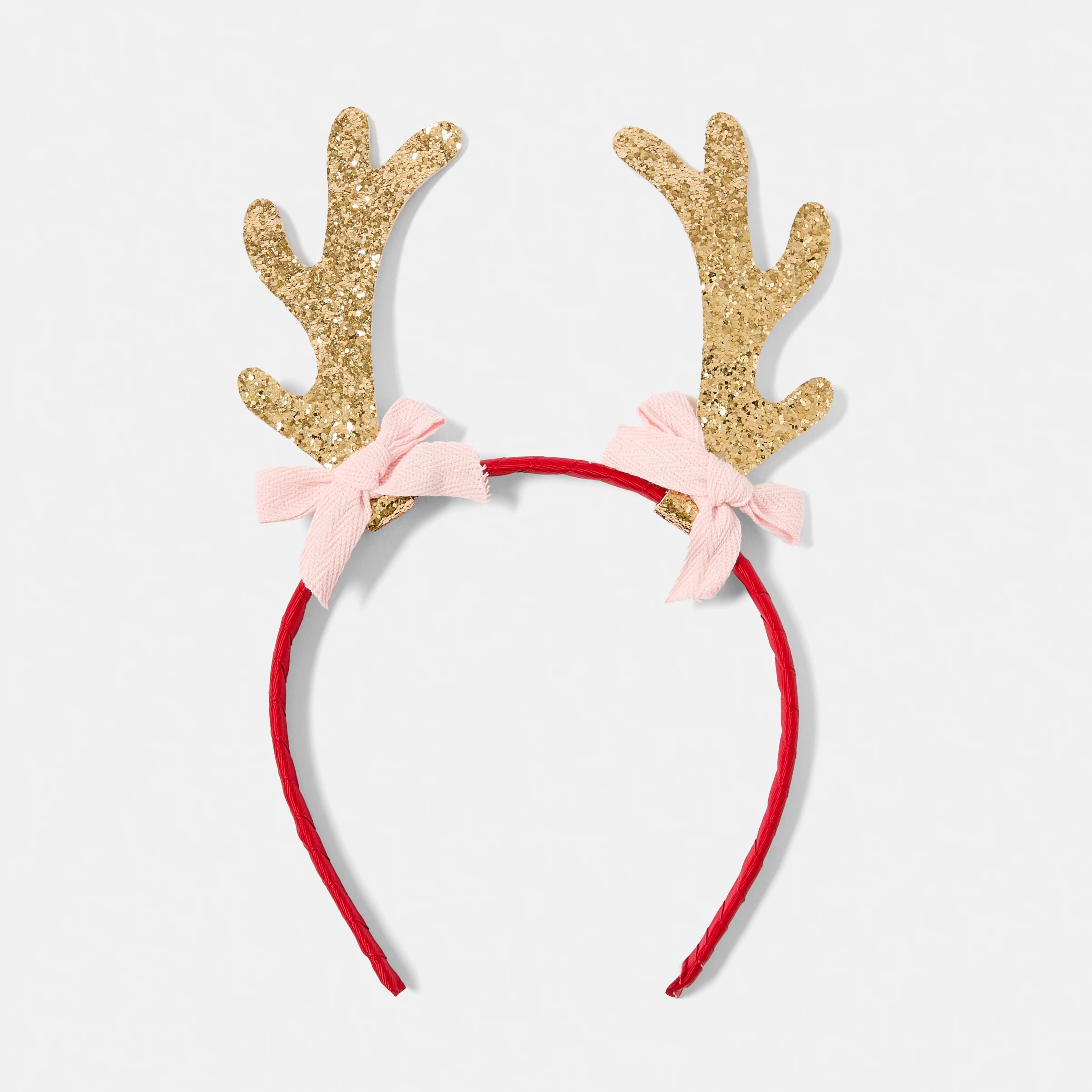 4 Christmas Reindeer Bow Headband - Gold Tone, Pink and Red, 4 of 5