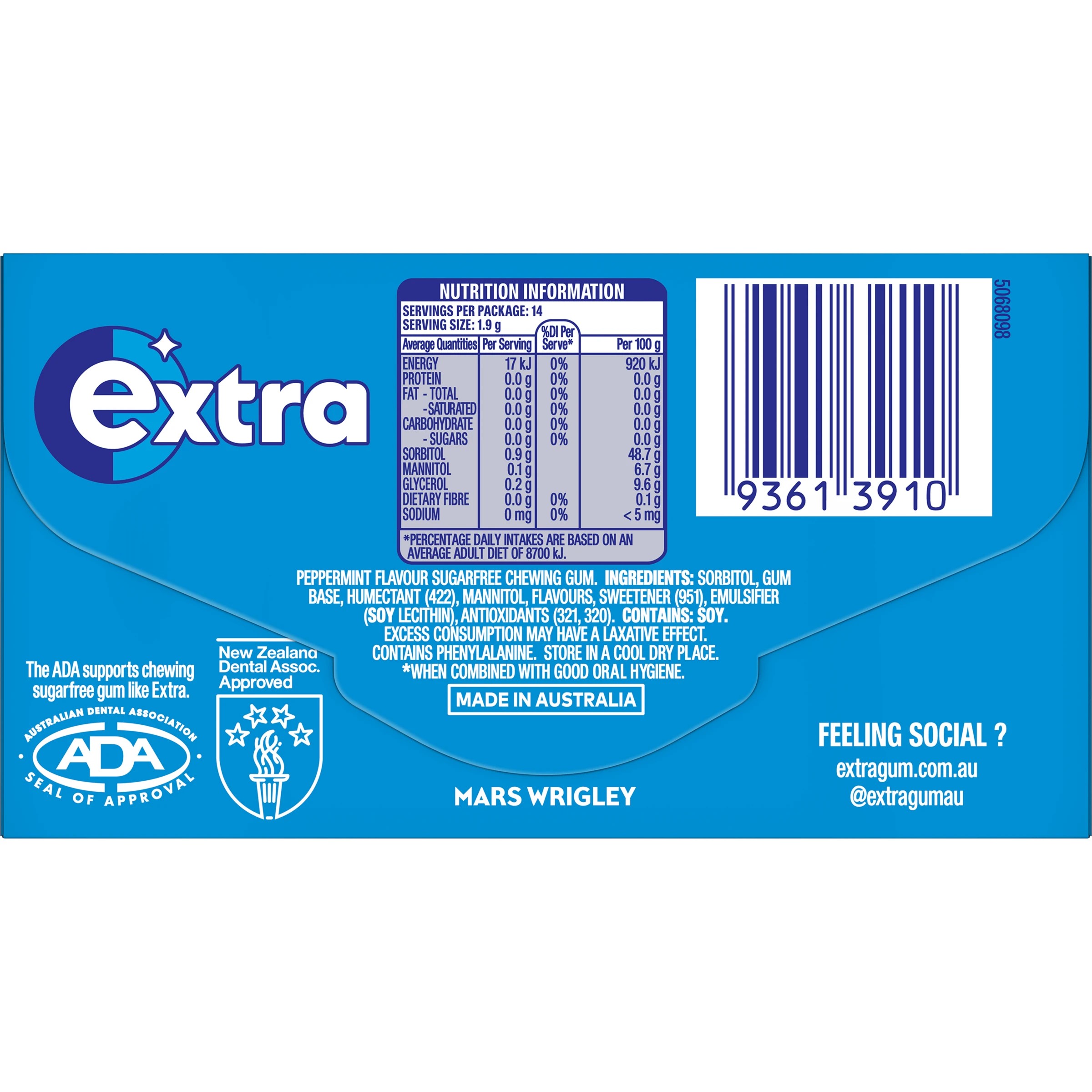 2 14 Piece Wrigley's Extra Peppermint Chewing Gum 27g, 2 of 5