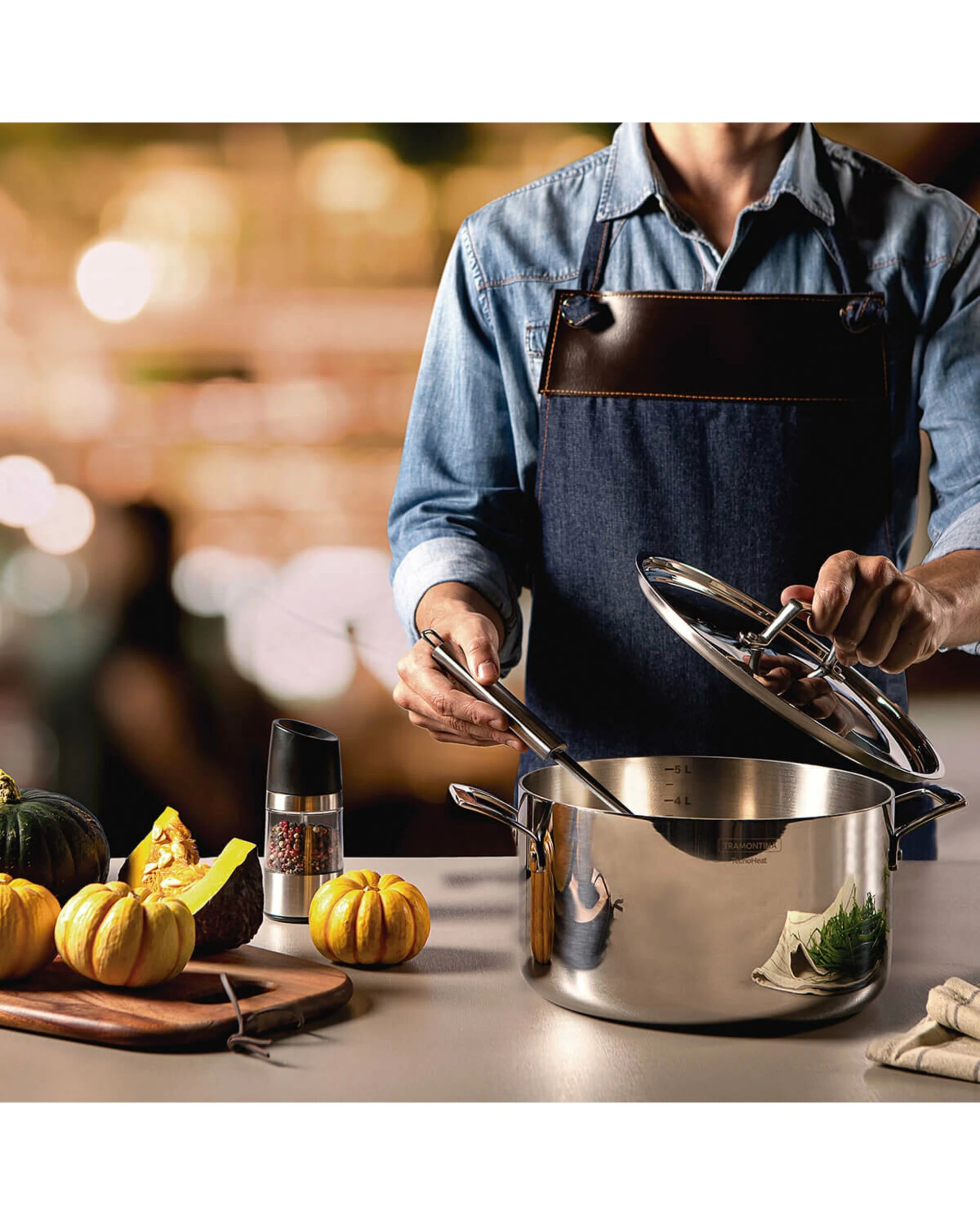 3 Tramontina Grano 24cm 5.8L Stainless Steel Deep Casserole, 3 of 5