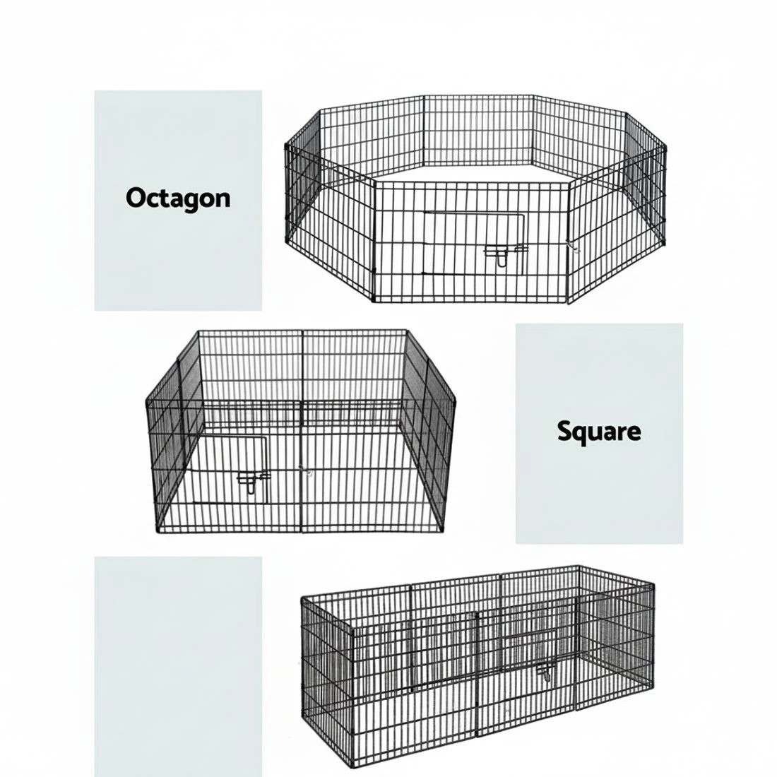 3 i.Pet 24" 8 Panel Dog Playpen Pet Fence Exercise Cage Enclosure Play Pen - Black, 3 of 6