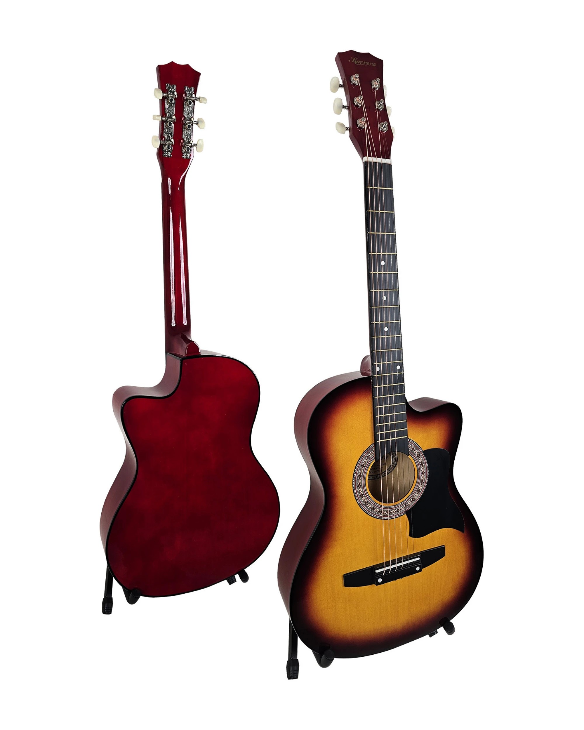 3 Karrera 38in Pro Cutaway Acoustic Guitar with Bag Strings, 3 of 7