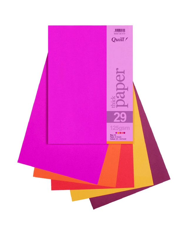 Quill A4 125gsm Paper Hot Assorted 25 