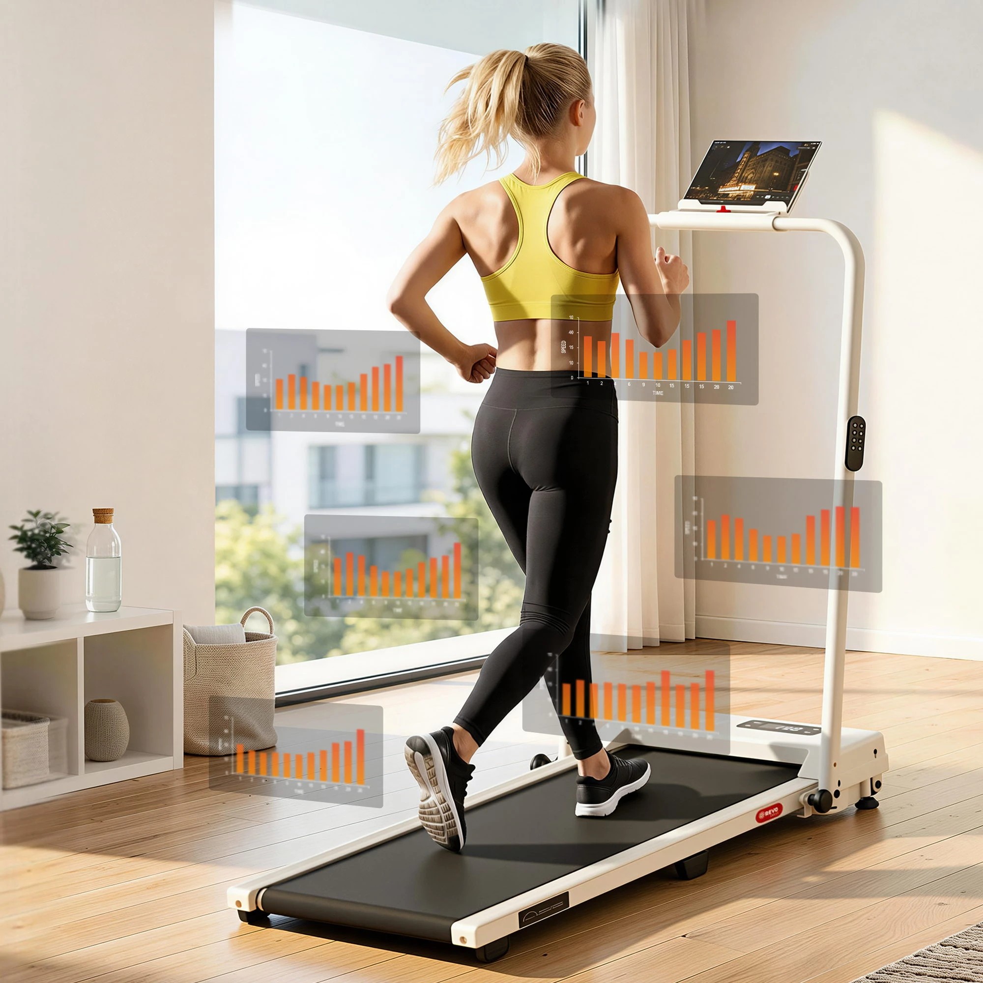 6 Everfit 3 in 1 Walking Pad Treadmill 12% Incline Under Desk Foldable for Home - Beige, 6 of 10