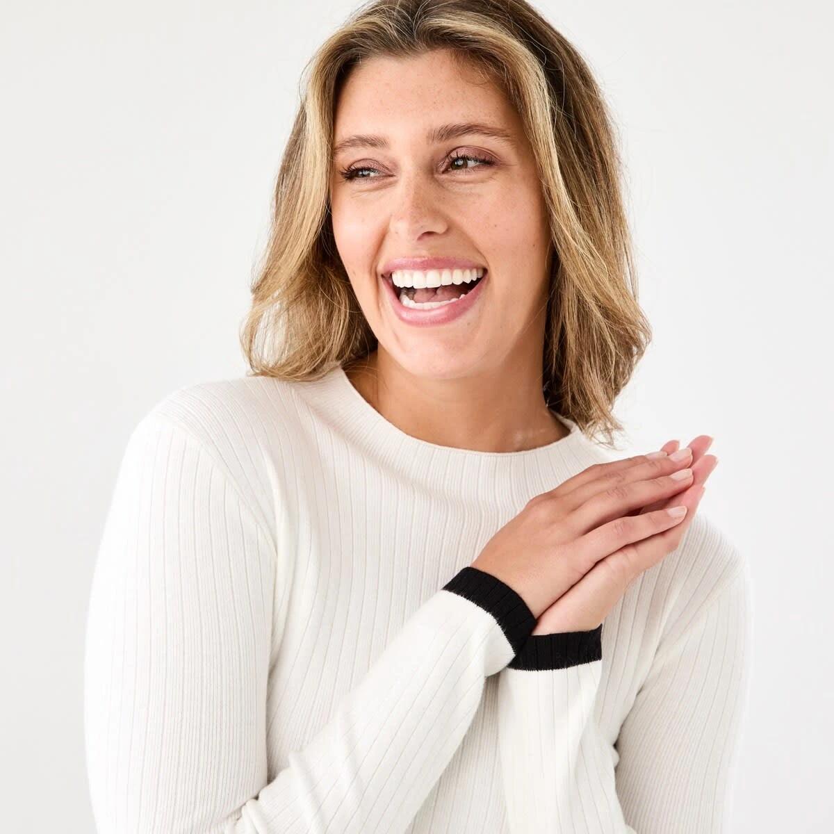 4 Long Sleeve Mock Neck Top Ecru, 4 of 6