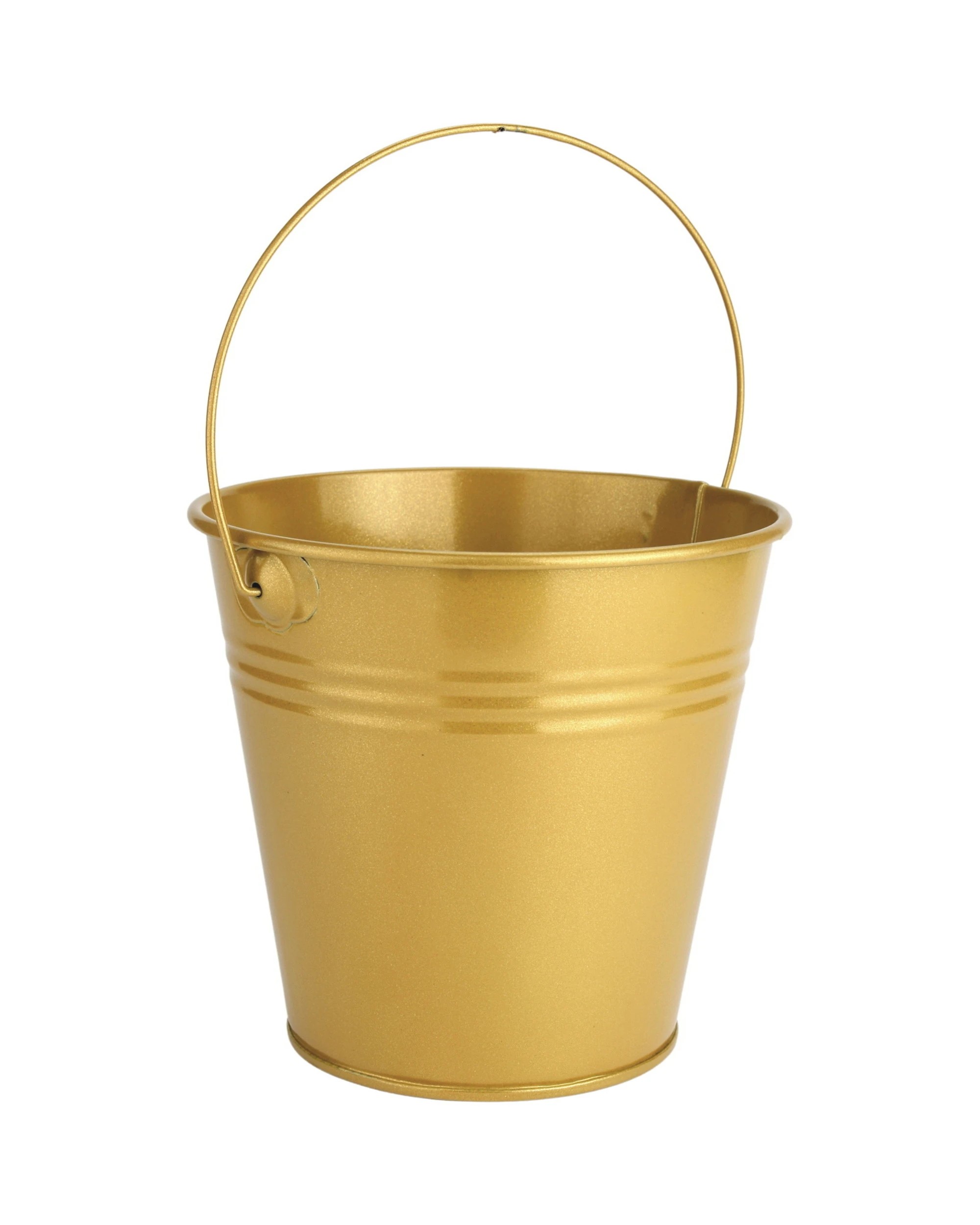 1 Partyrama Gold Metal Bucket 12cm - Gold, 1 of 1