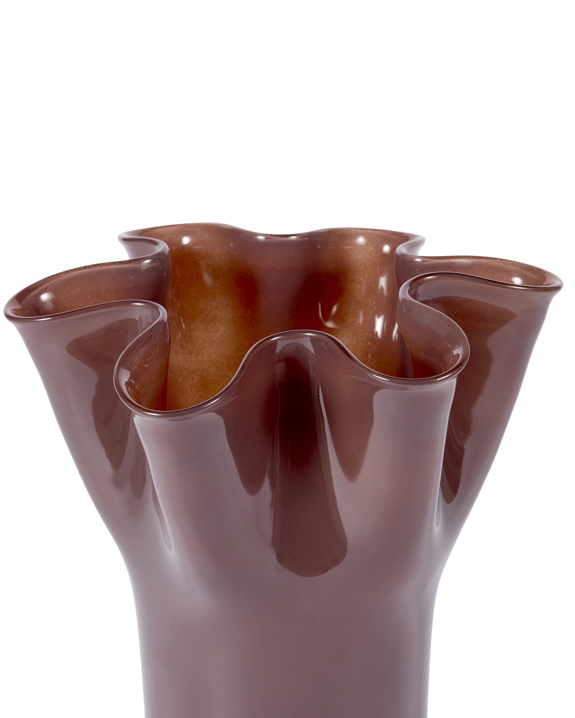 4 Brown Ruffle Glass Vase, 4 of 5