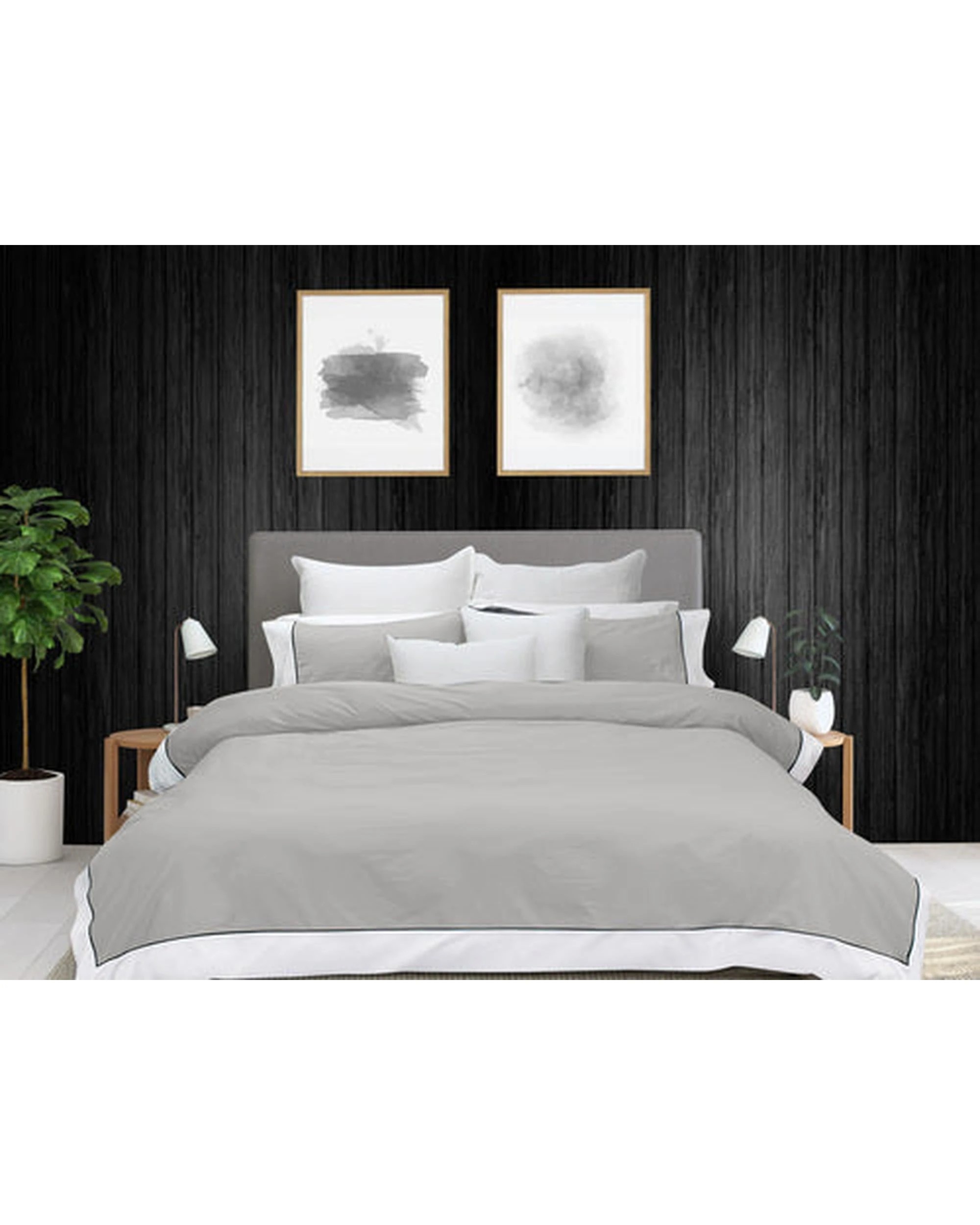 1 Bas Phillips New York Cotton Percale Quilt Cover Set, Queen, Pewter &amp; White - Assorted, 1 of 1